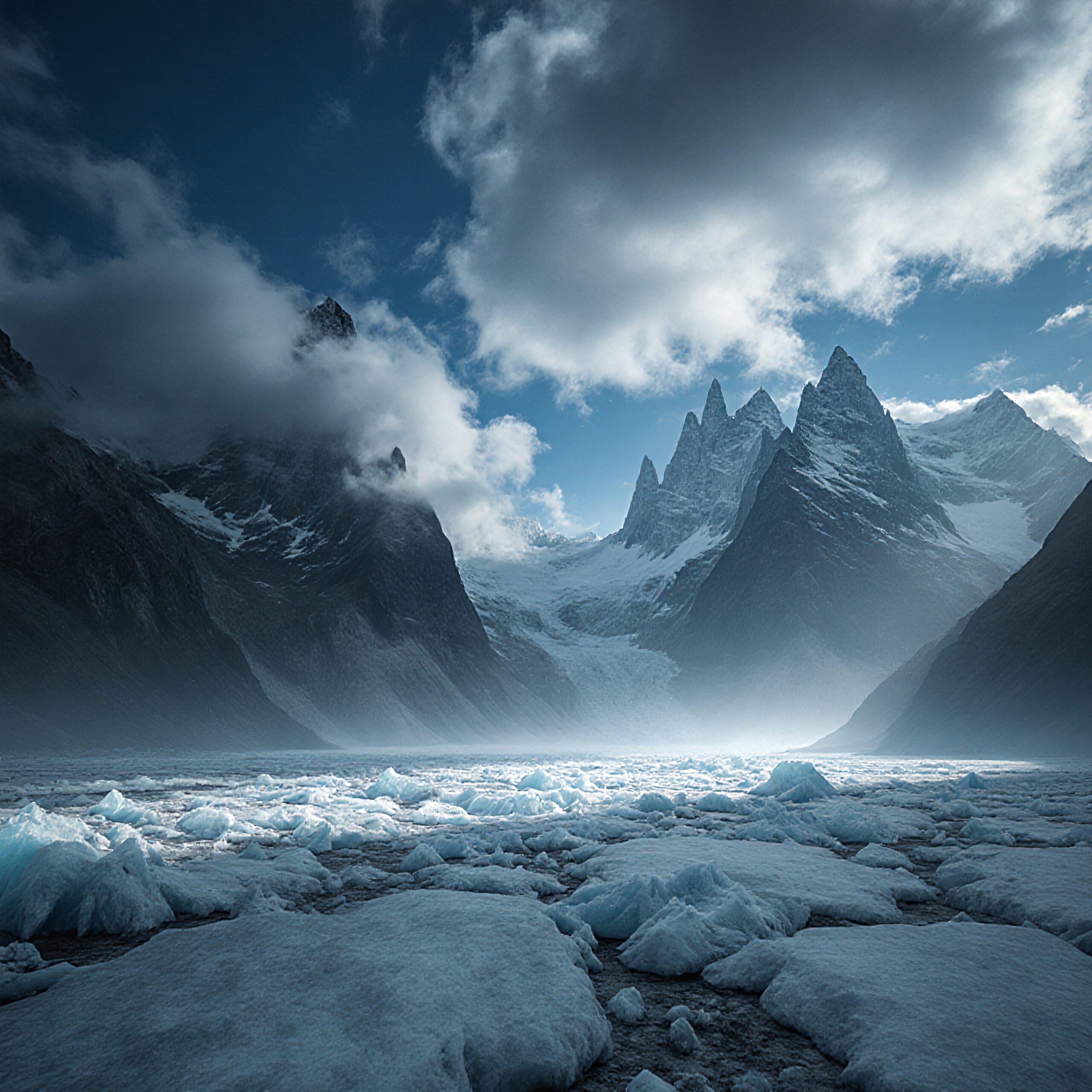 Majestic Peaks in Frozen Wilderness
