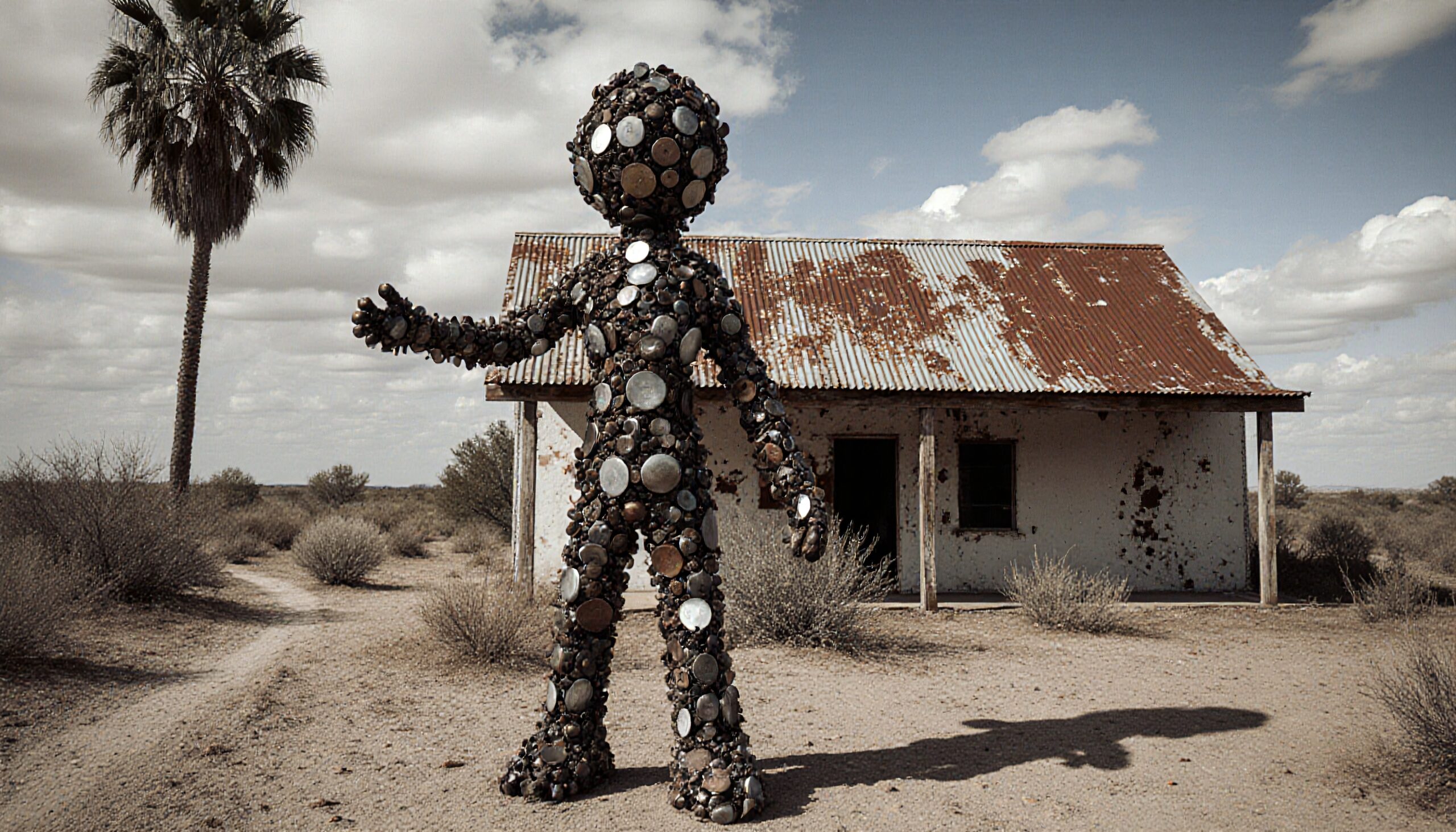 Desert Art Installation with Figure