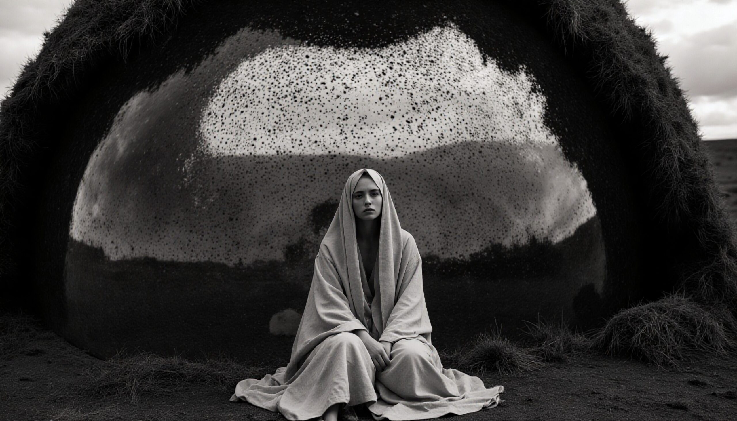 Monochrome reflection solitude and introspection