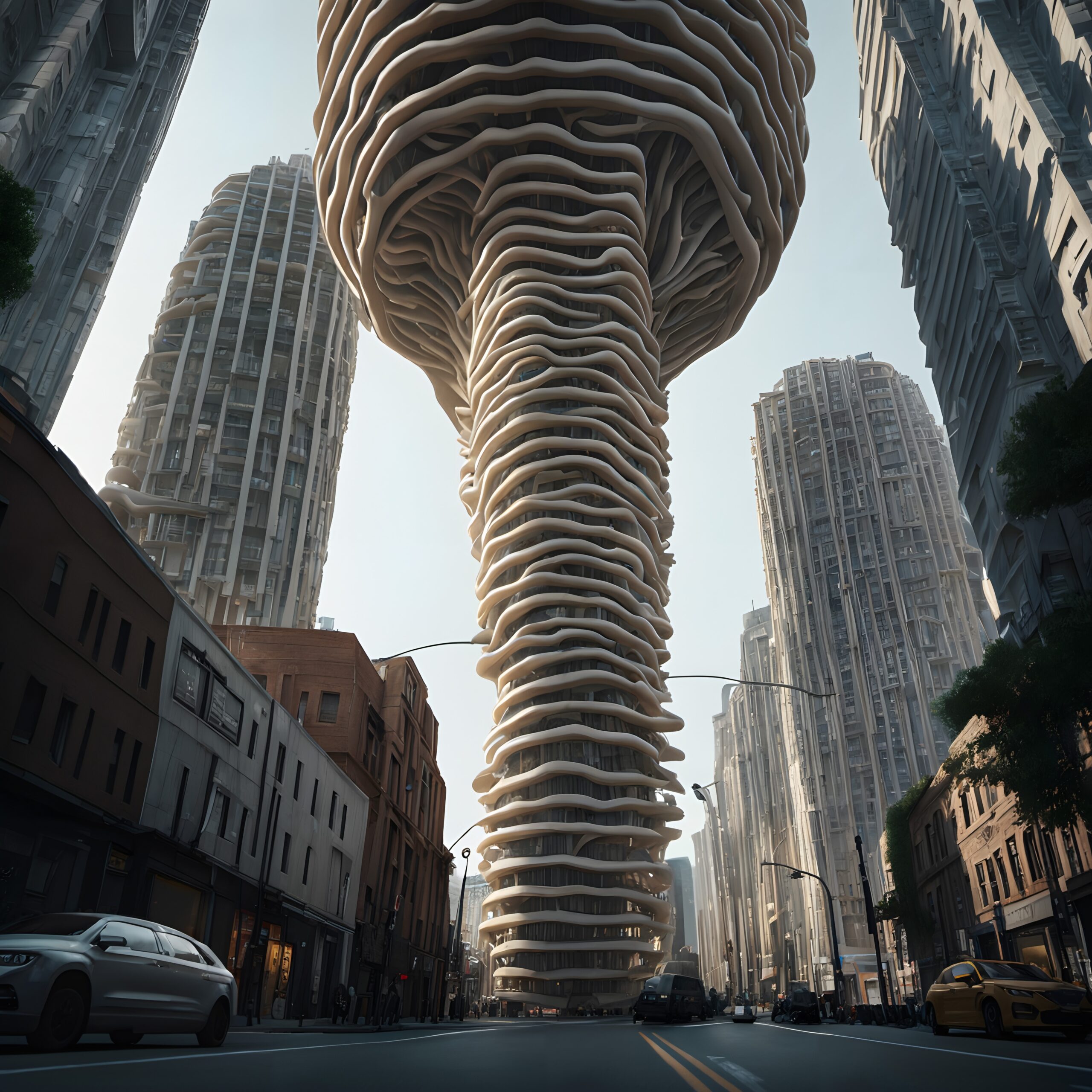 Futuristic Cityscape with Unique Architecture