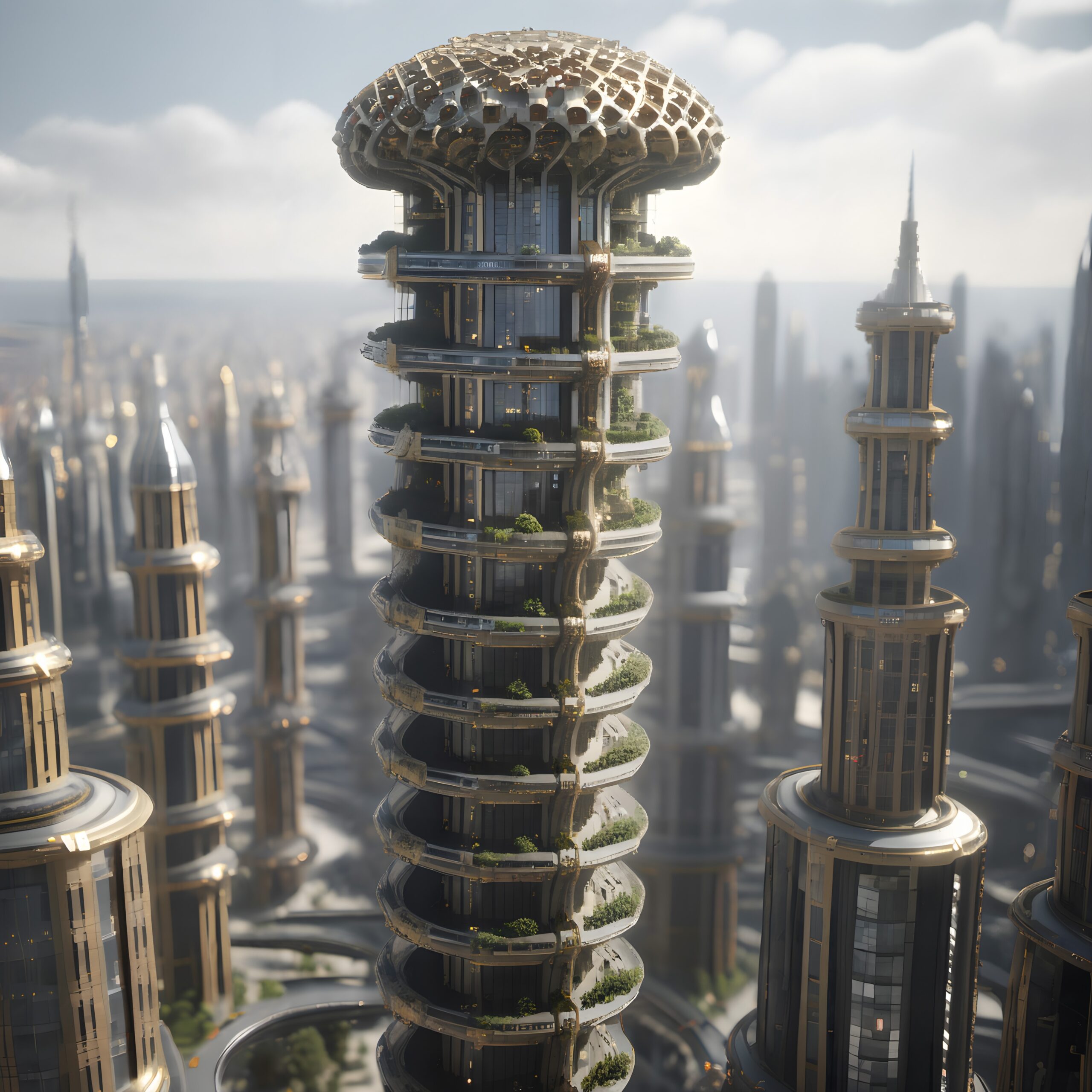 Futuristic Urban Oasis Tower Design