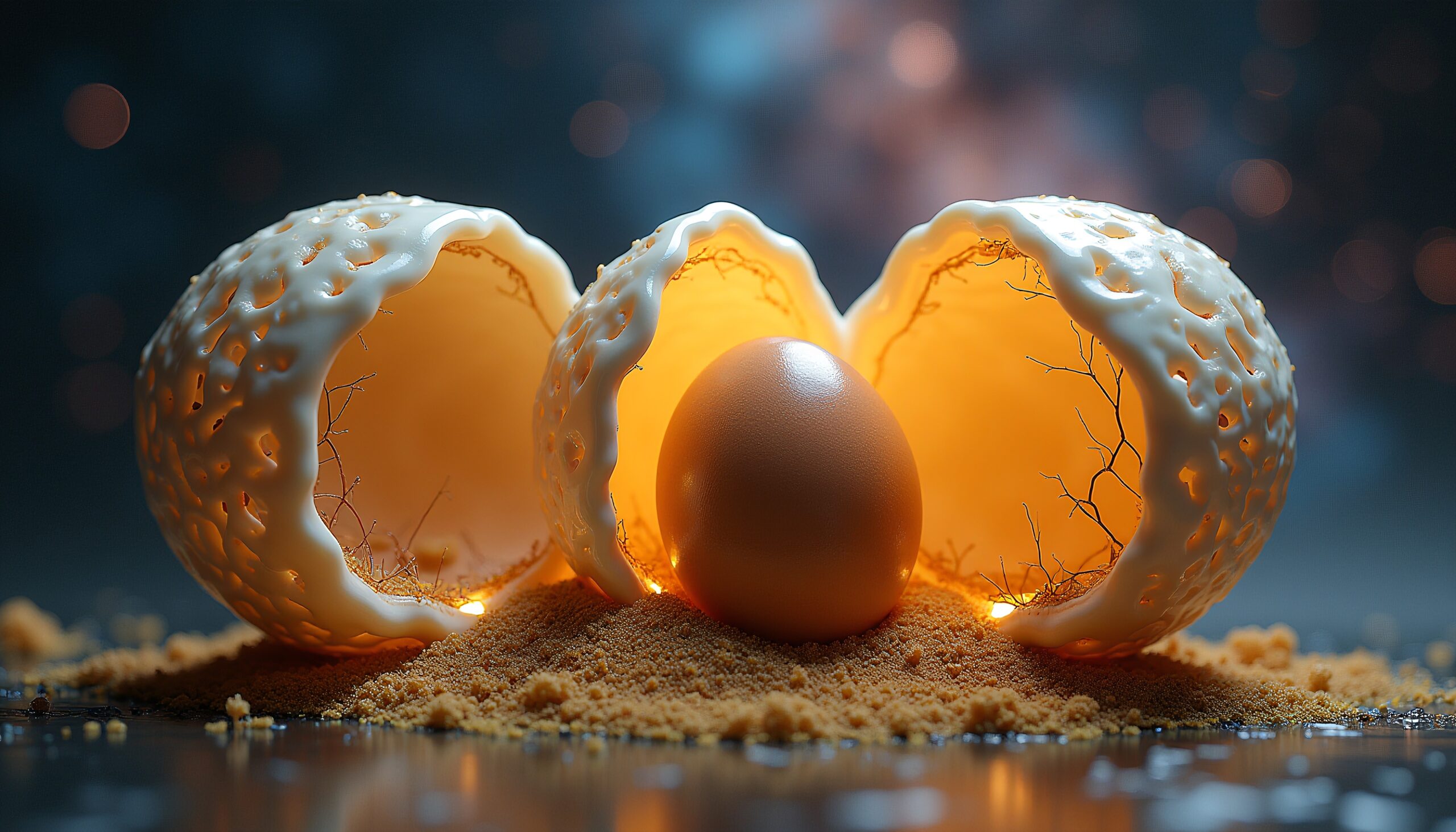 Intricate Shell and Glowing Egg