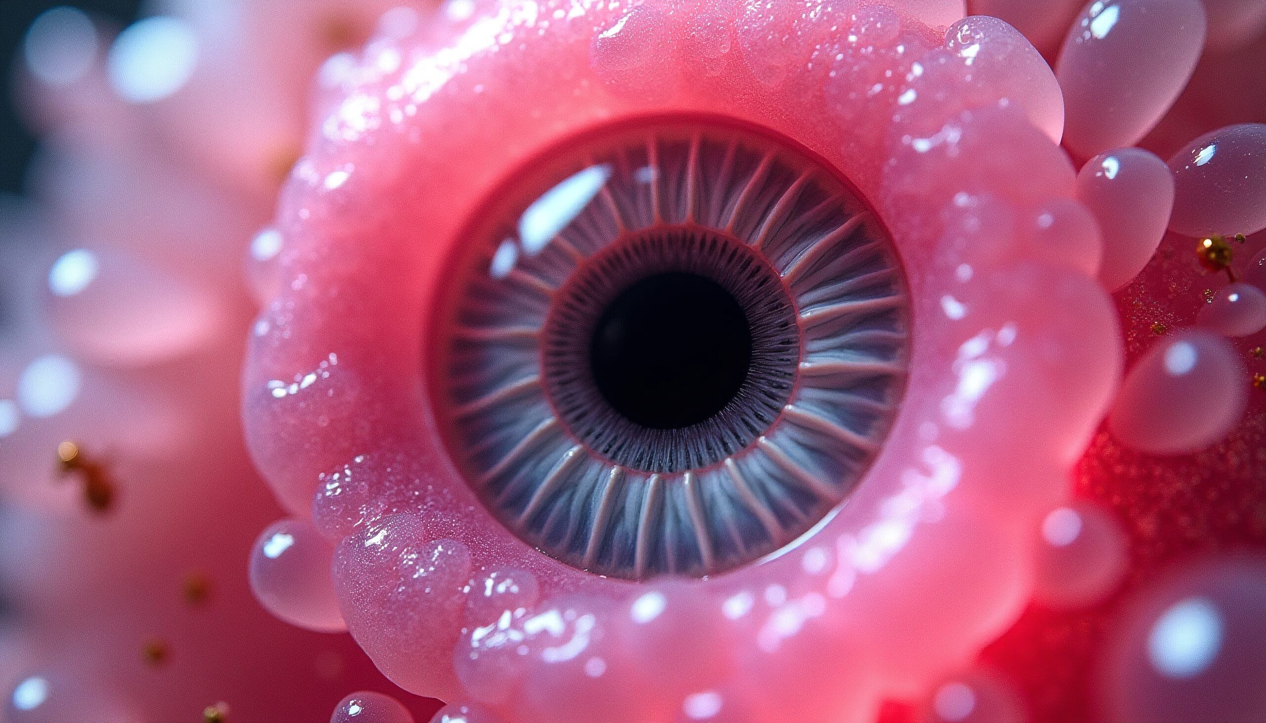 Eye Growth in Pink Bubbles