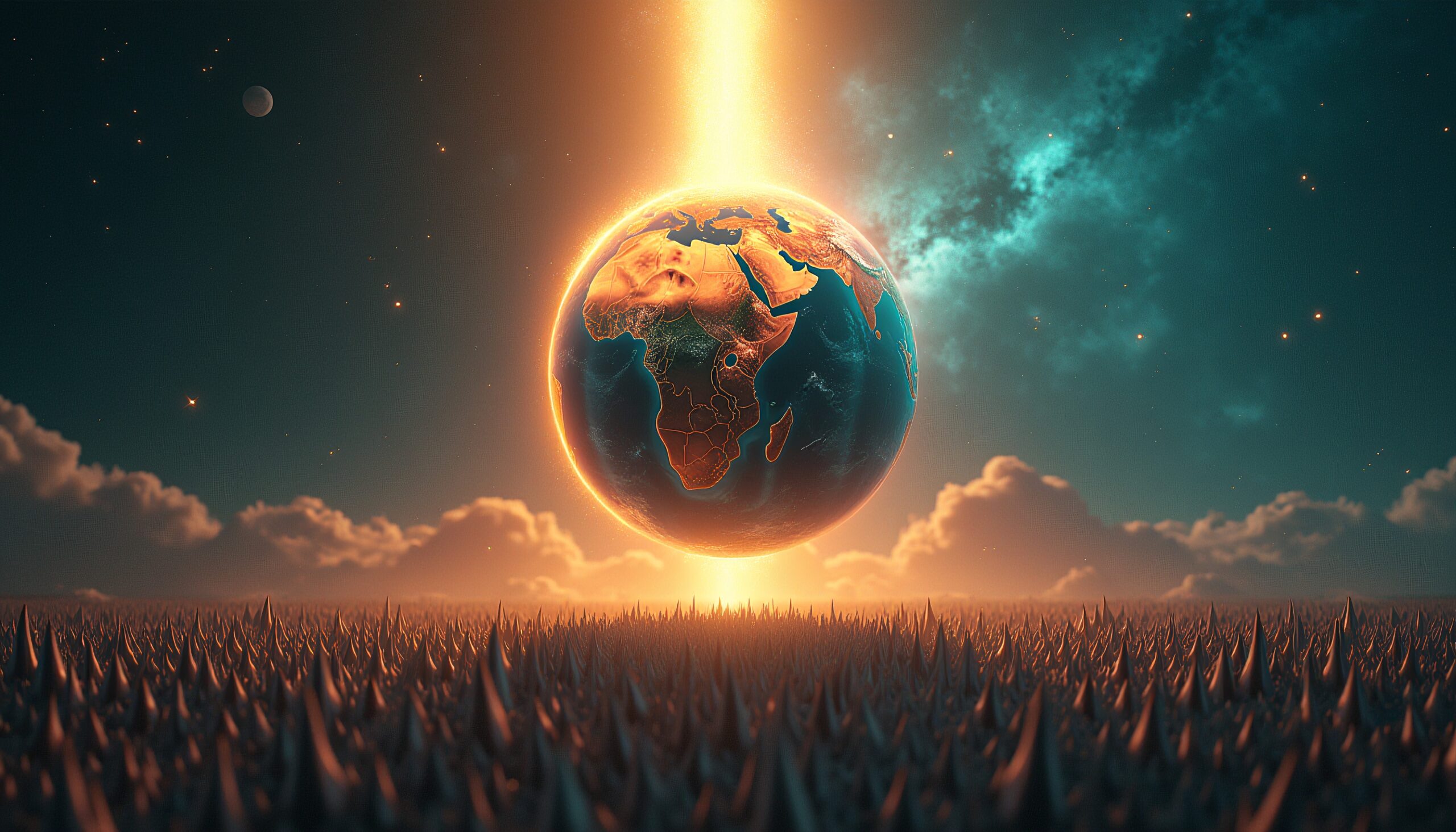 Earth Suspended in Cosmic Glow