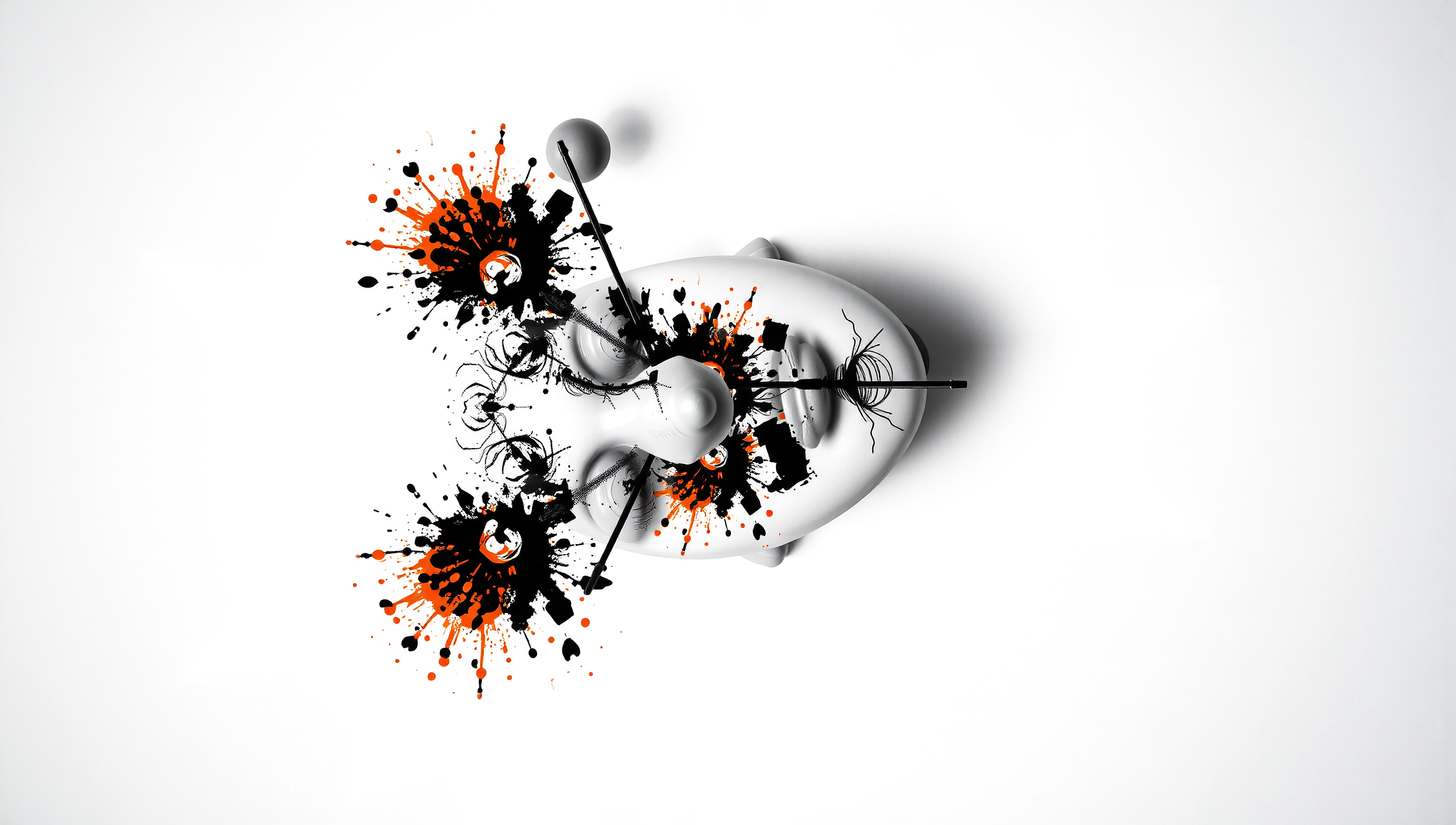 Abstract Sculptural Design with Ink Splatter