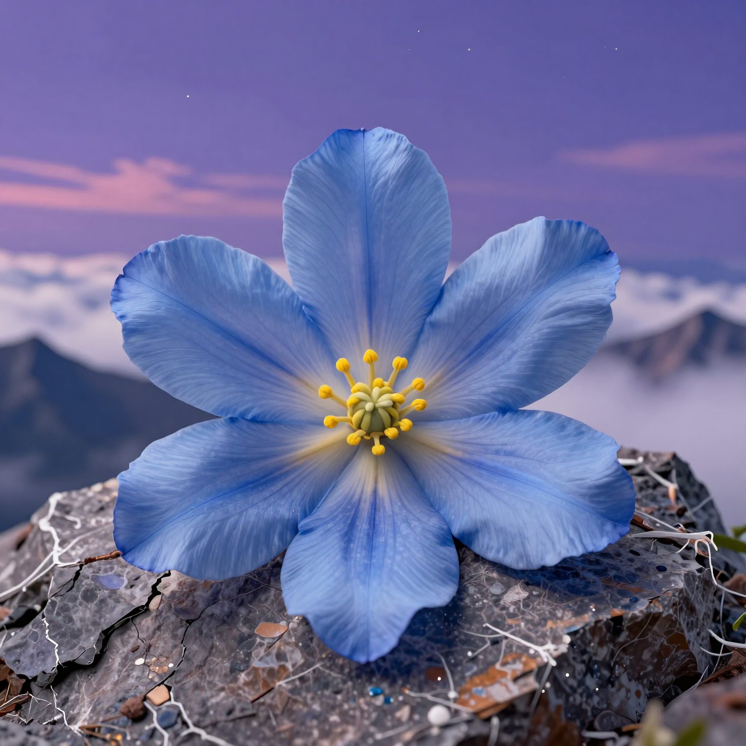 Blue Flower on Rocky Terrain