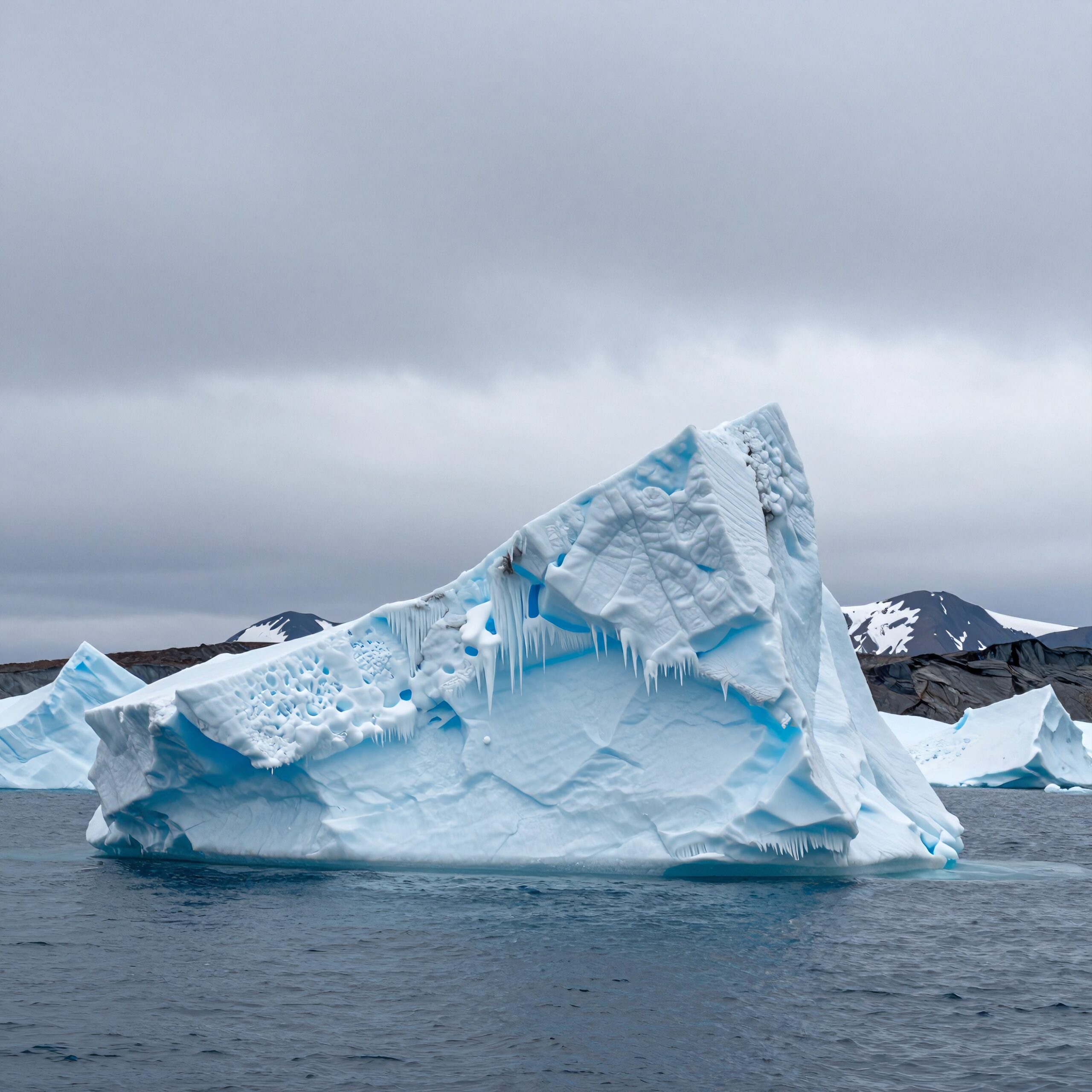 Majestic Iceberg in Frozen Ocean