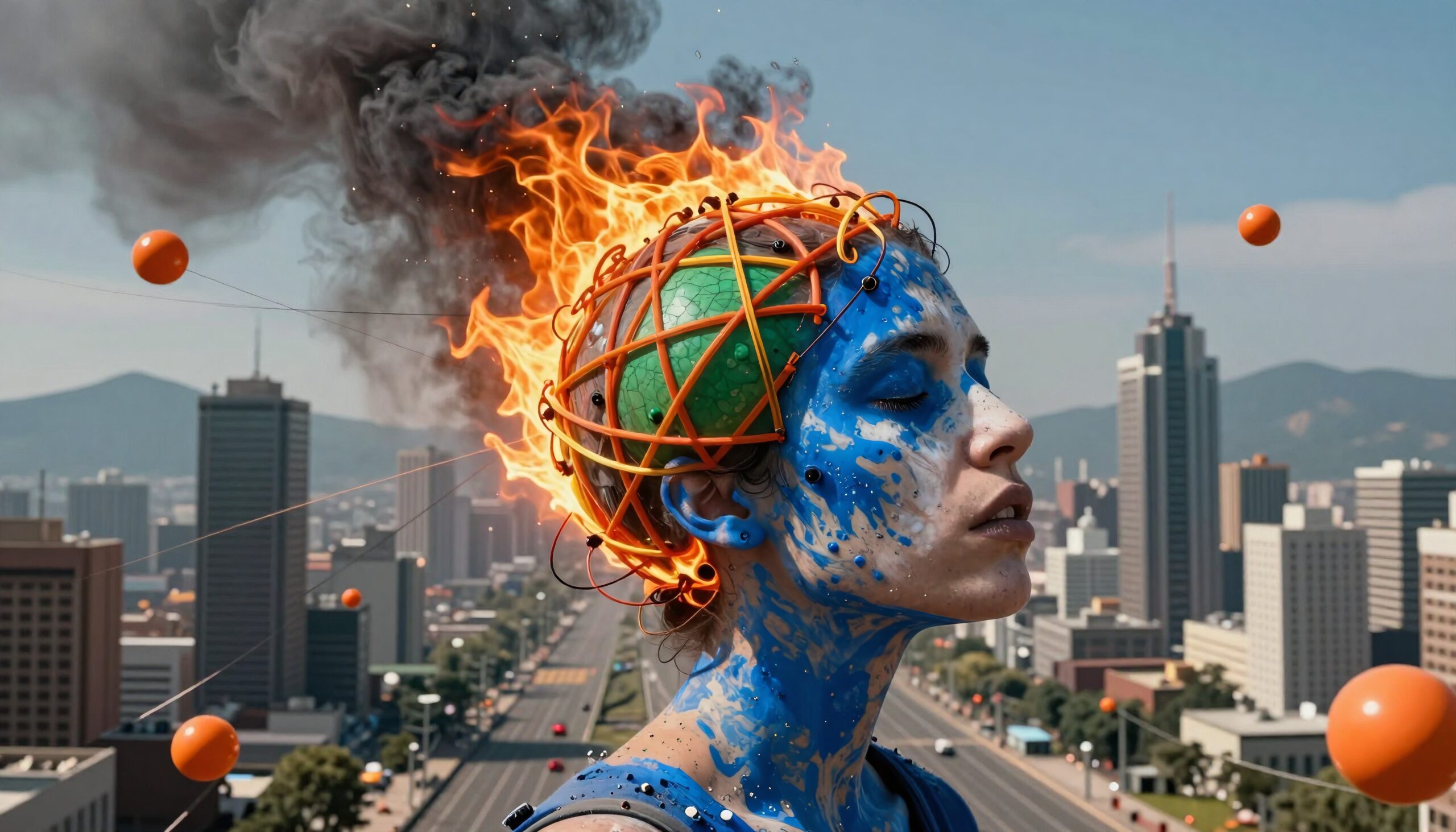 Flaming Head in Urban Chaos