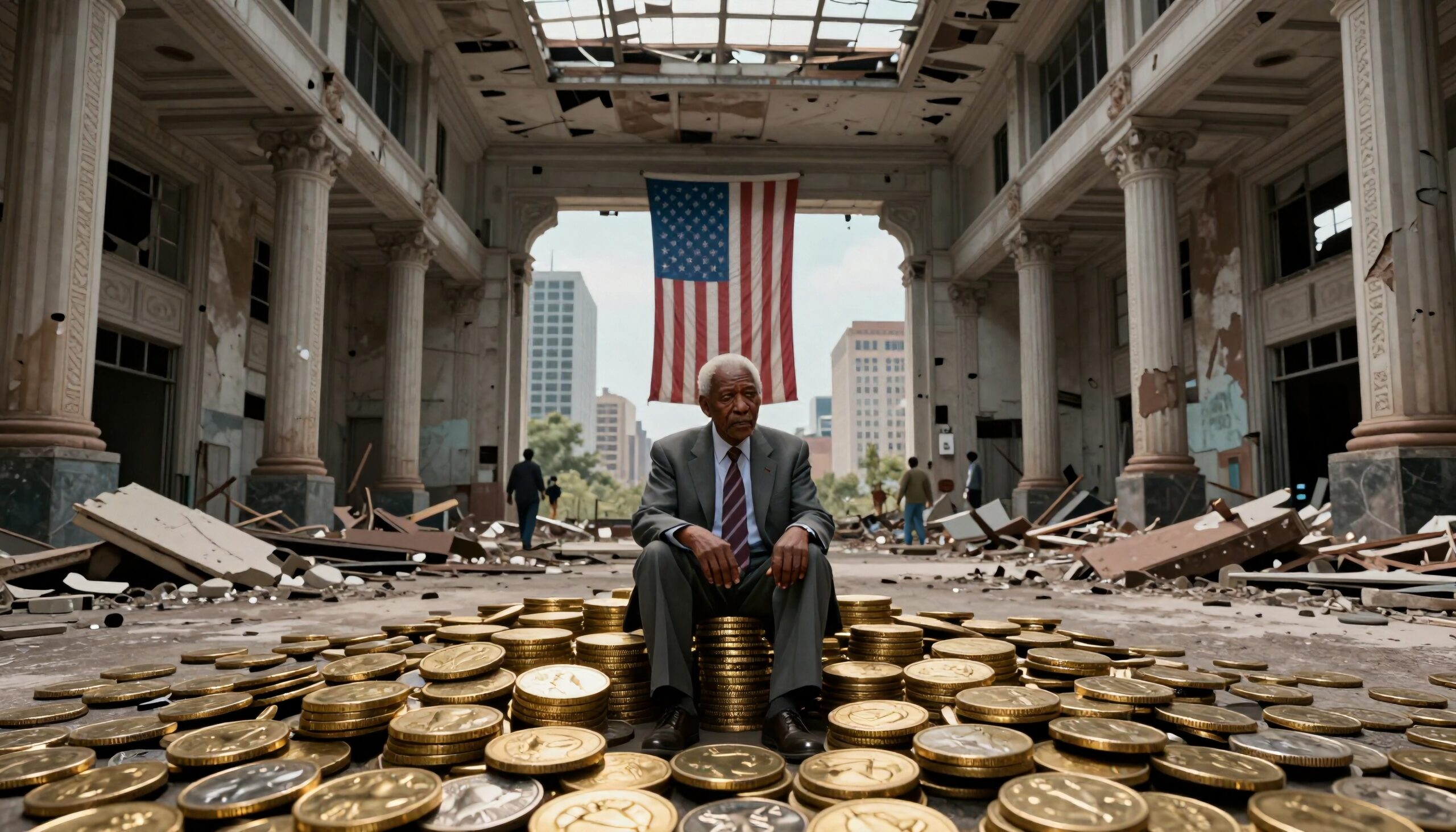 Man Among Ruin and Wealth