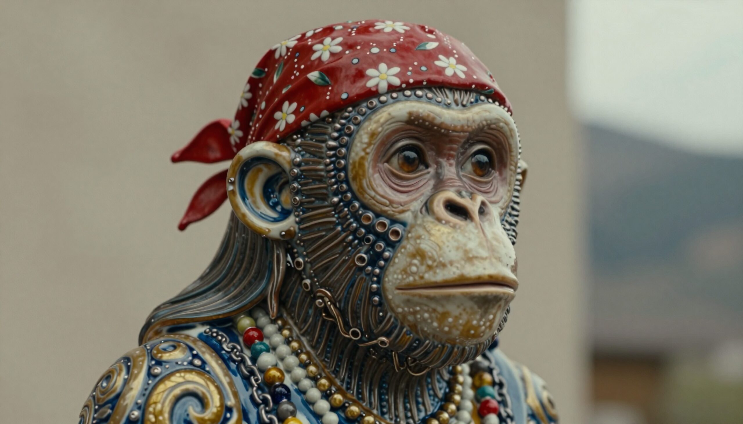 Colorful and Intricate Monkey Sculpture