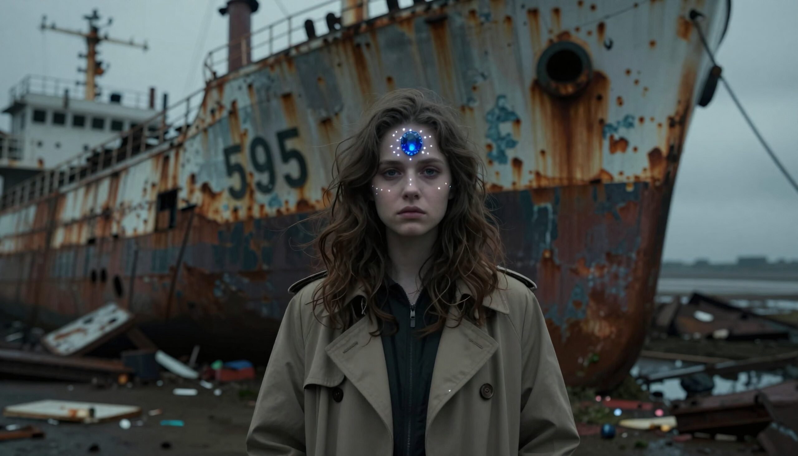 Mystical Encounter Amidst Rusted Ship