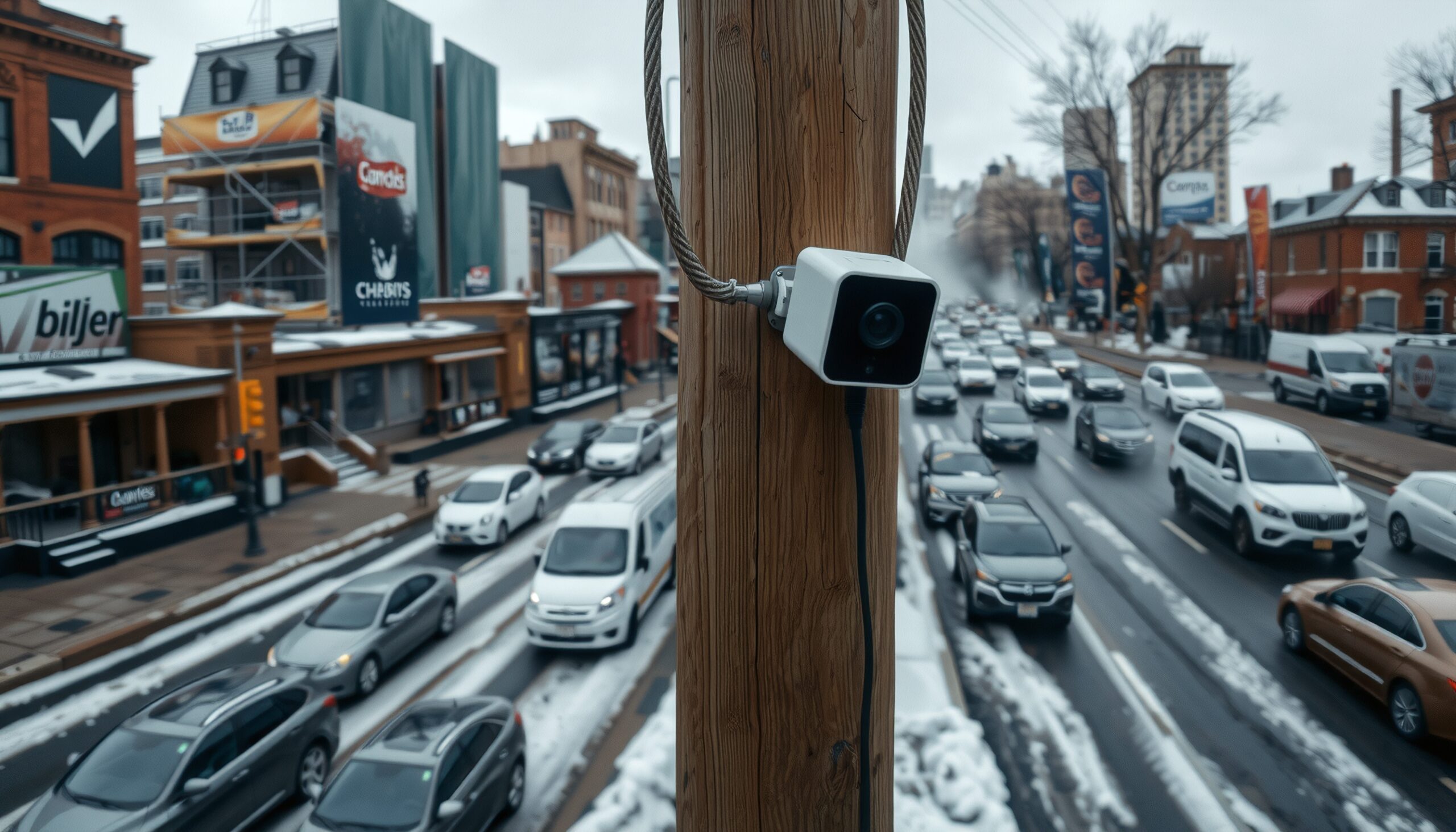 City Traffic Monitored by Camera