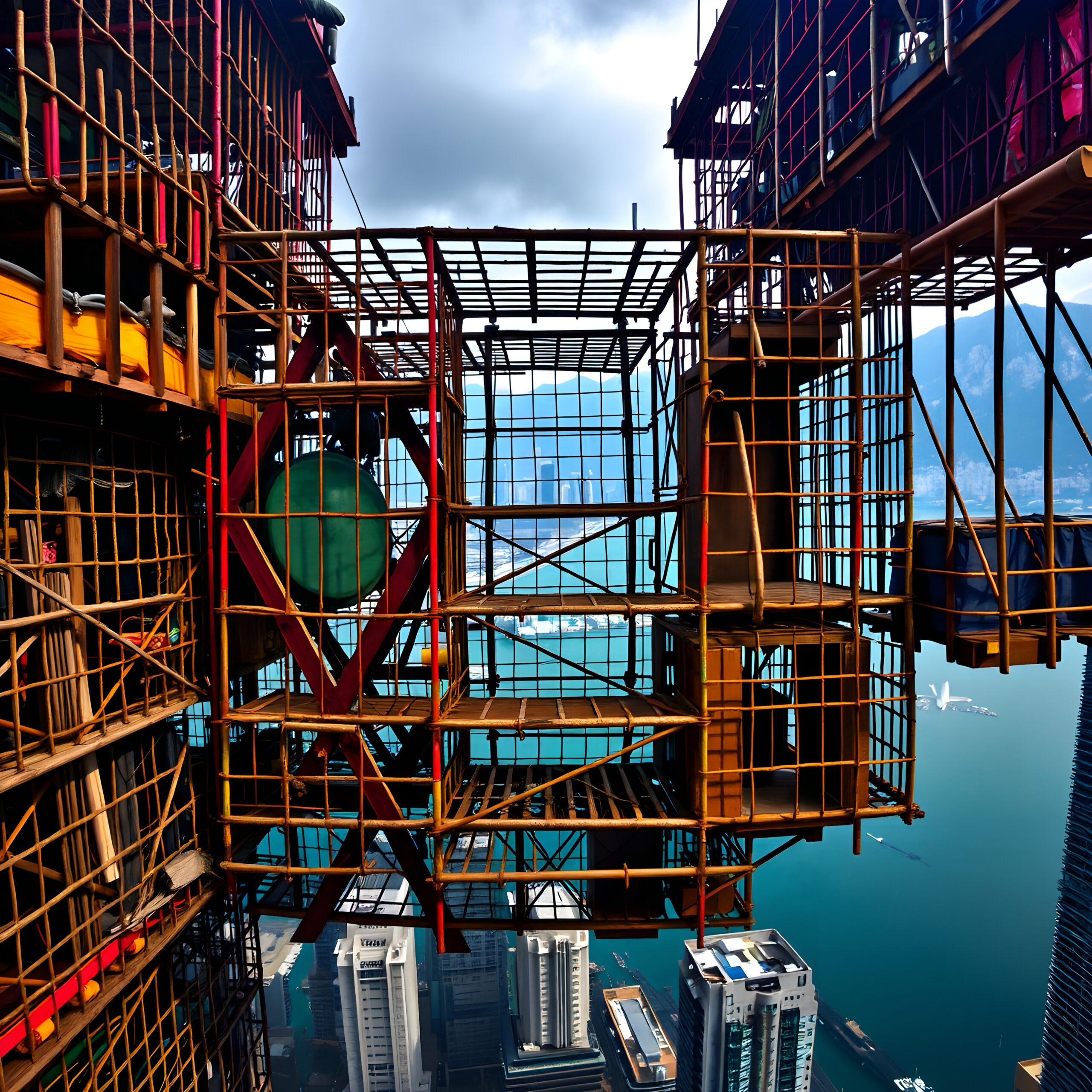 Urban Construction with Bamboo Scaffolding