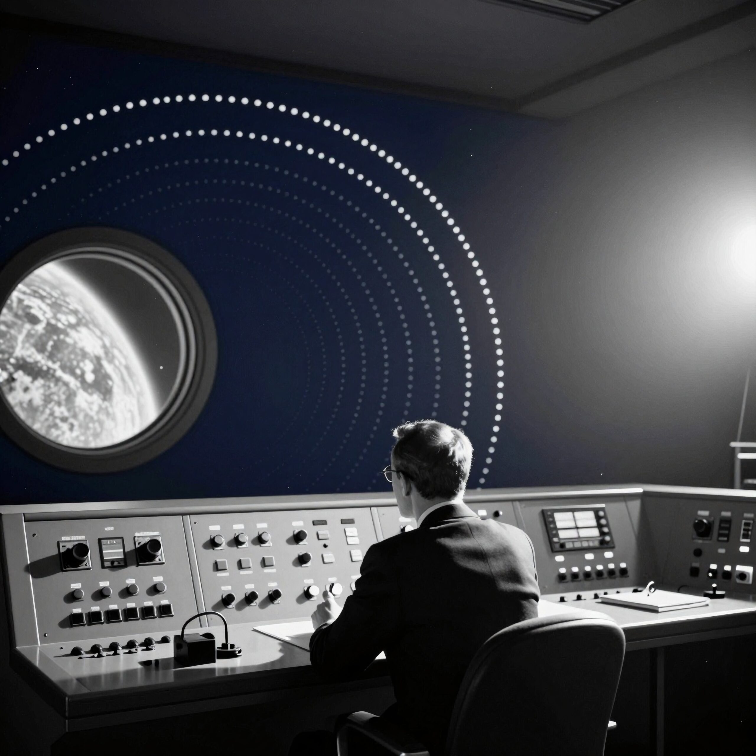 Man at control console Earth