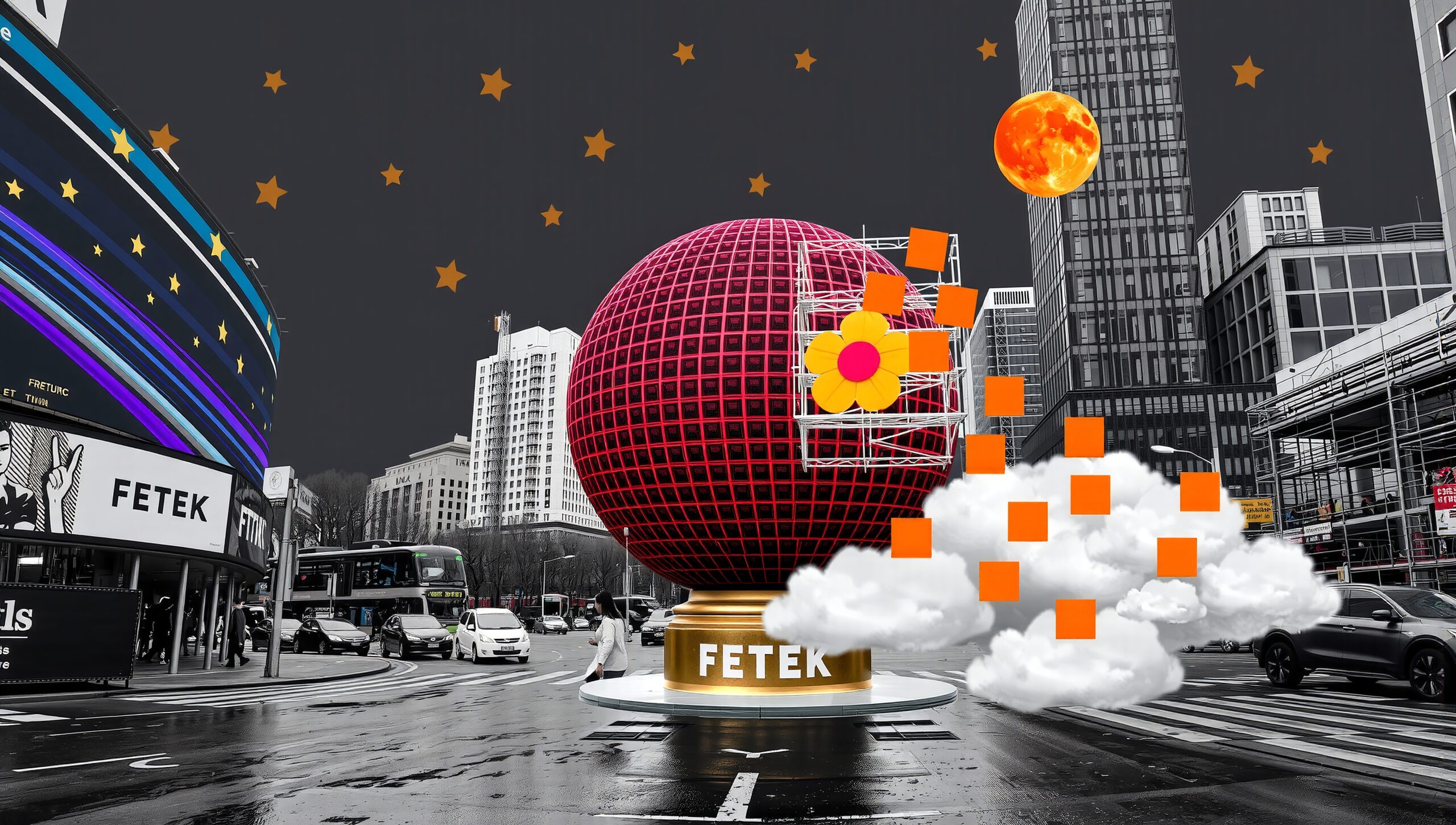 Surreal Urban Intersection With Sphere