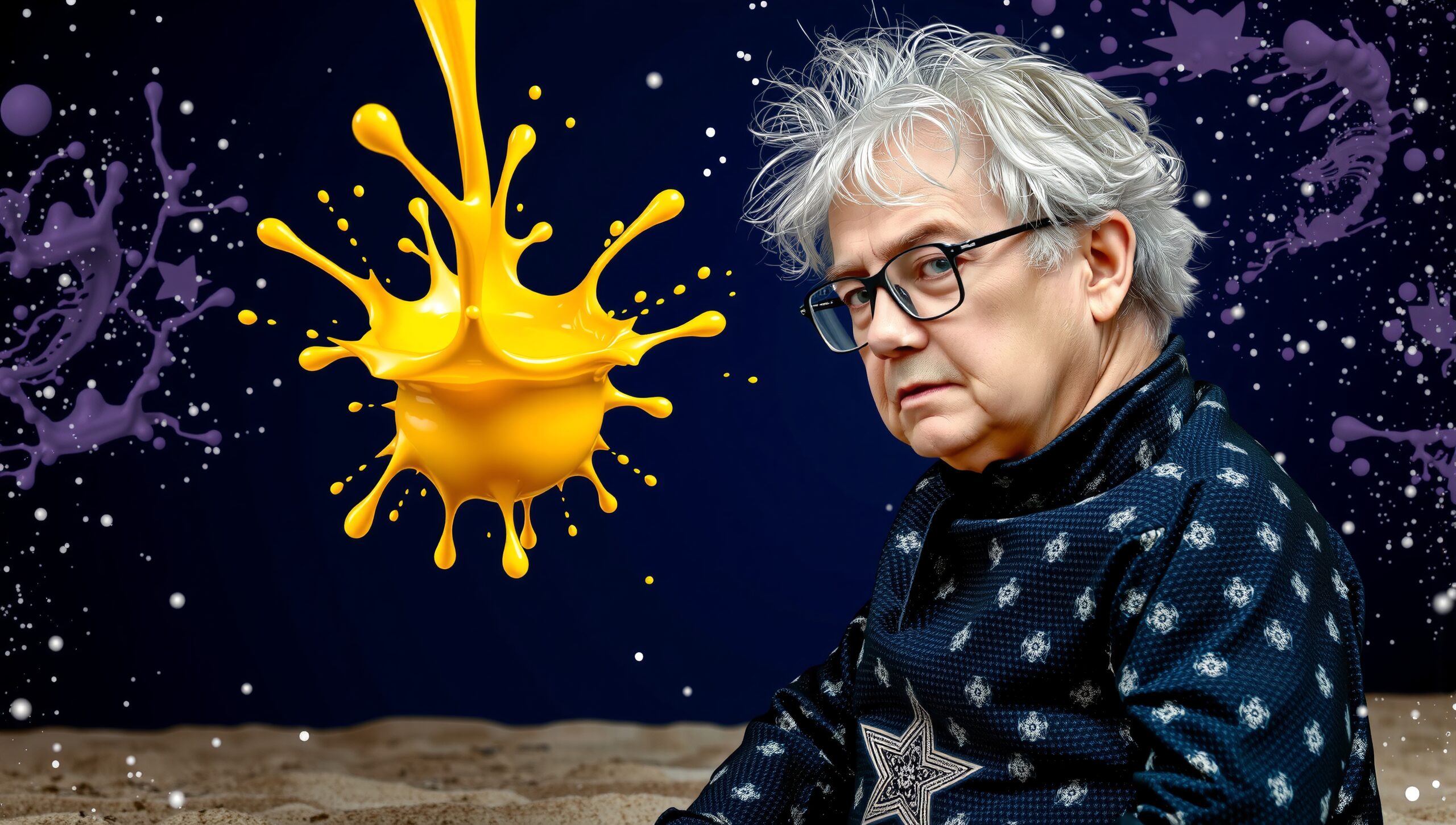 Surreal Cosmic Portrait with Splash