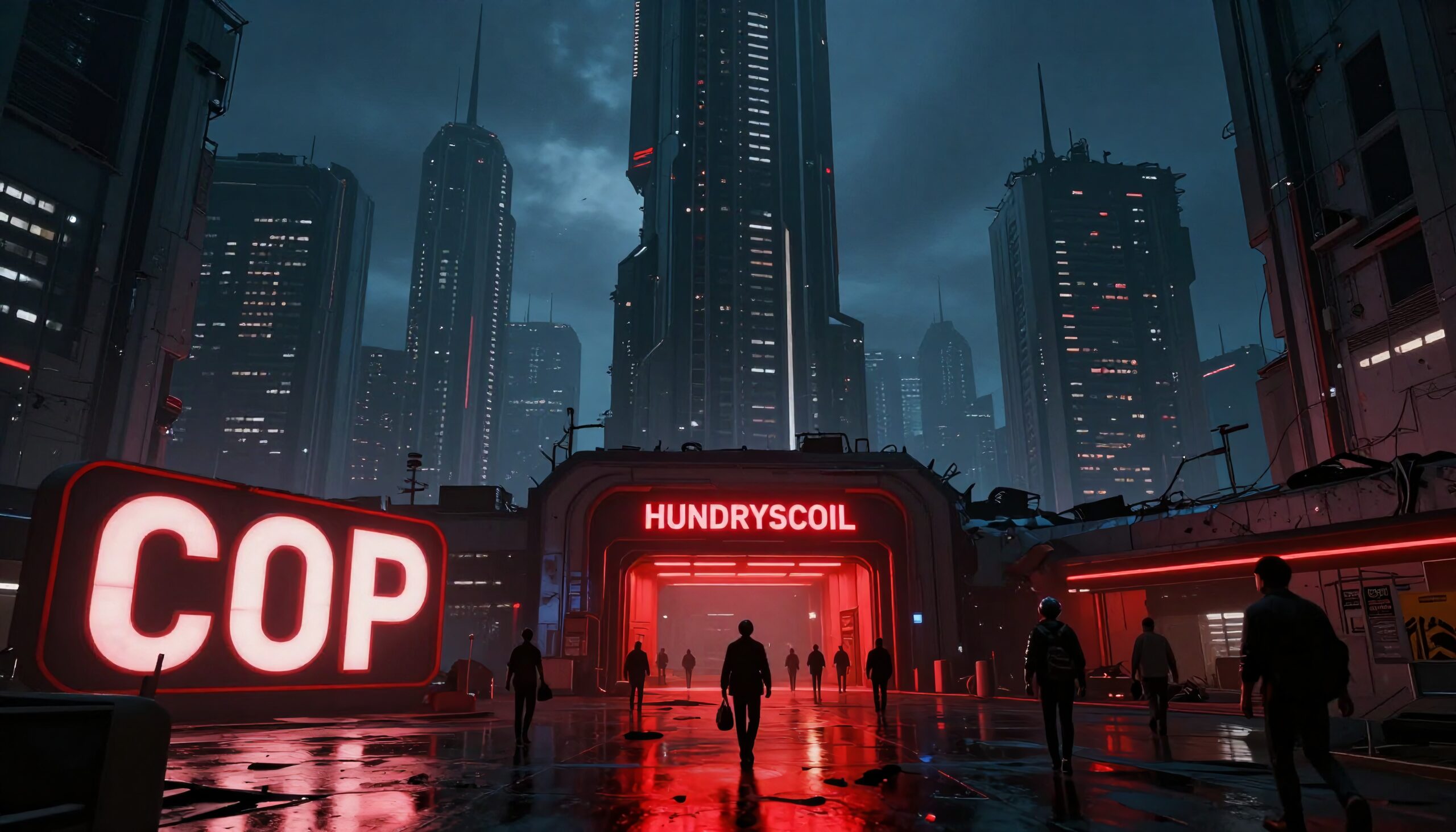 Neon-Lit Futuristic Urban Scene