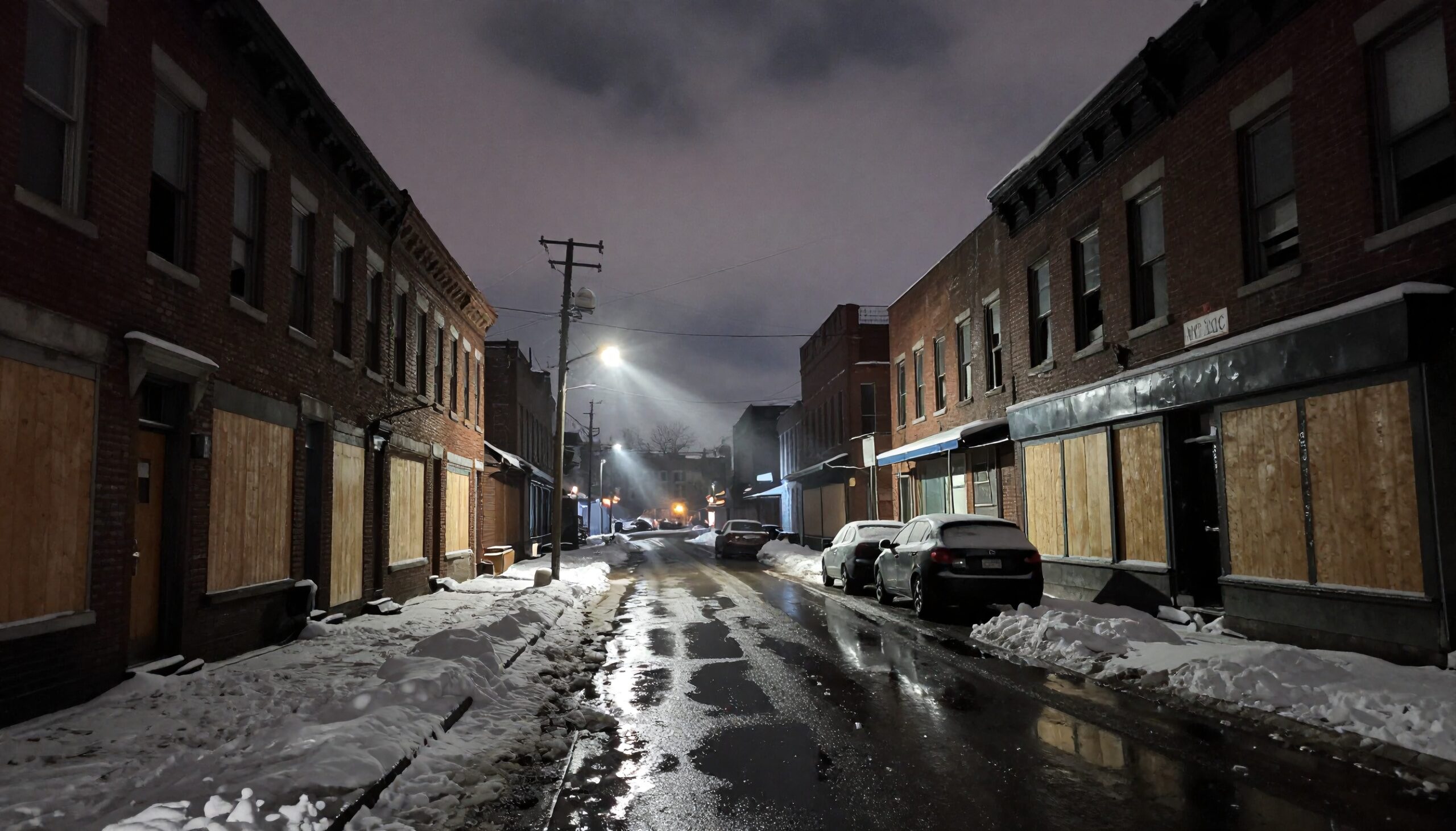 Moody Nighttime Urban Street Scene