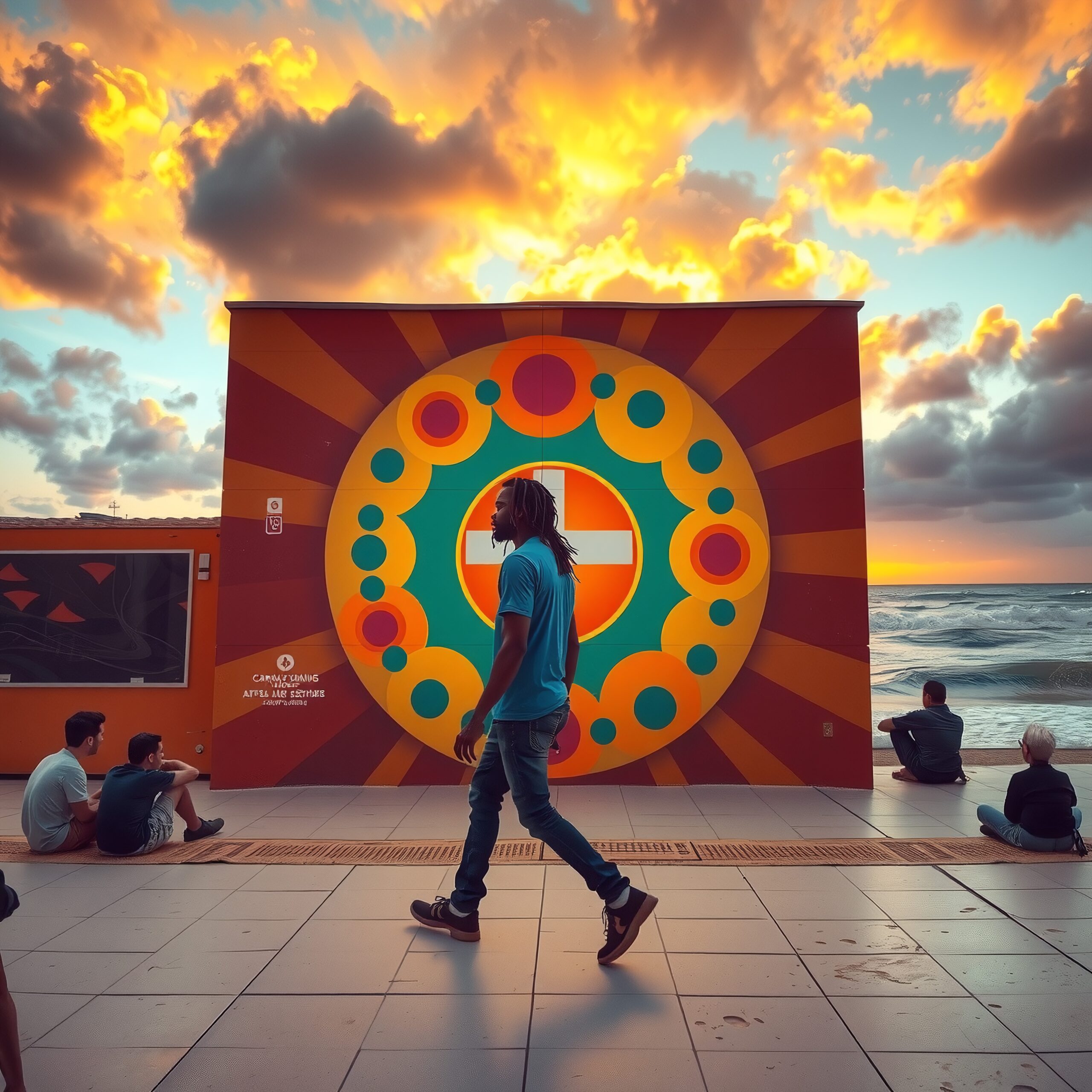 Vibrant Street Art and Sunset