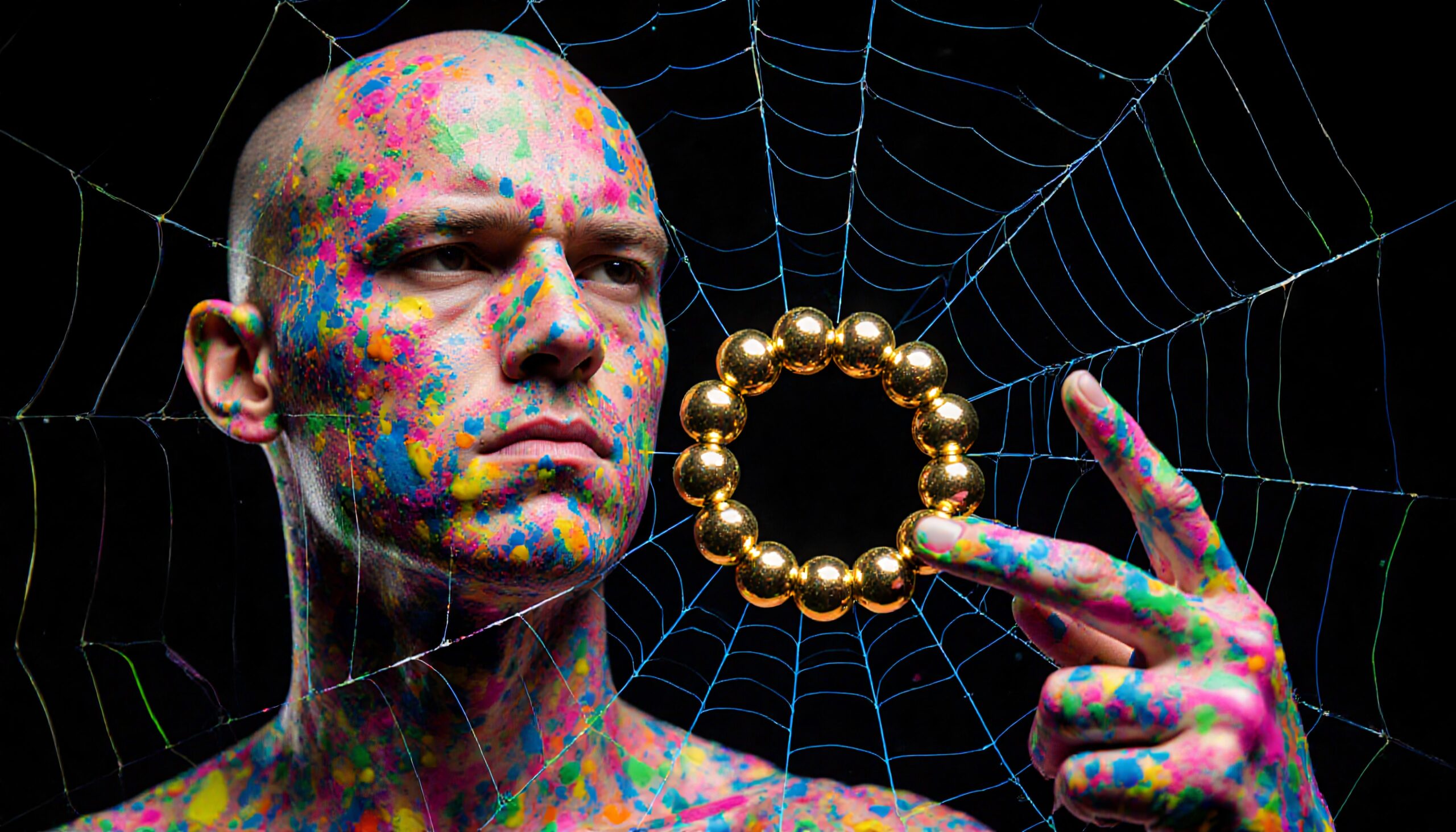 Colorful Painted Man and Gold