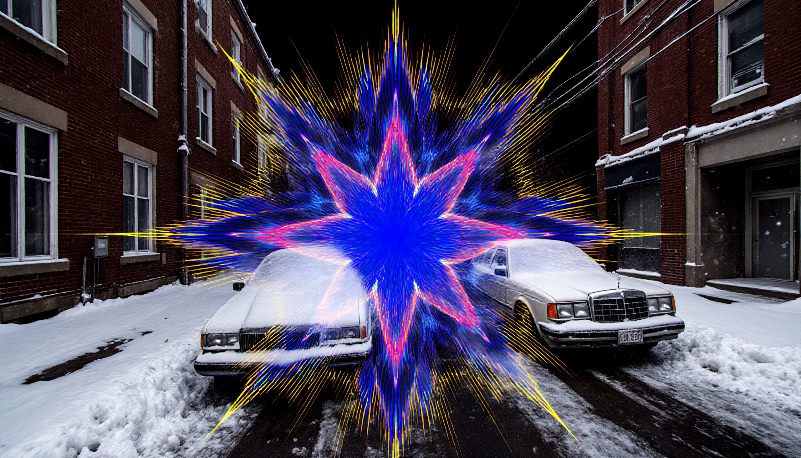 Colorful Explosion in Winter Street