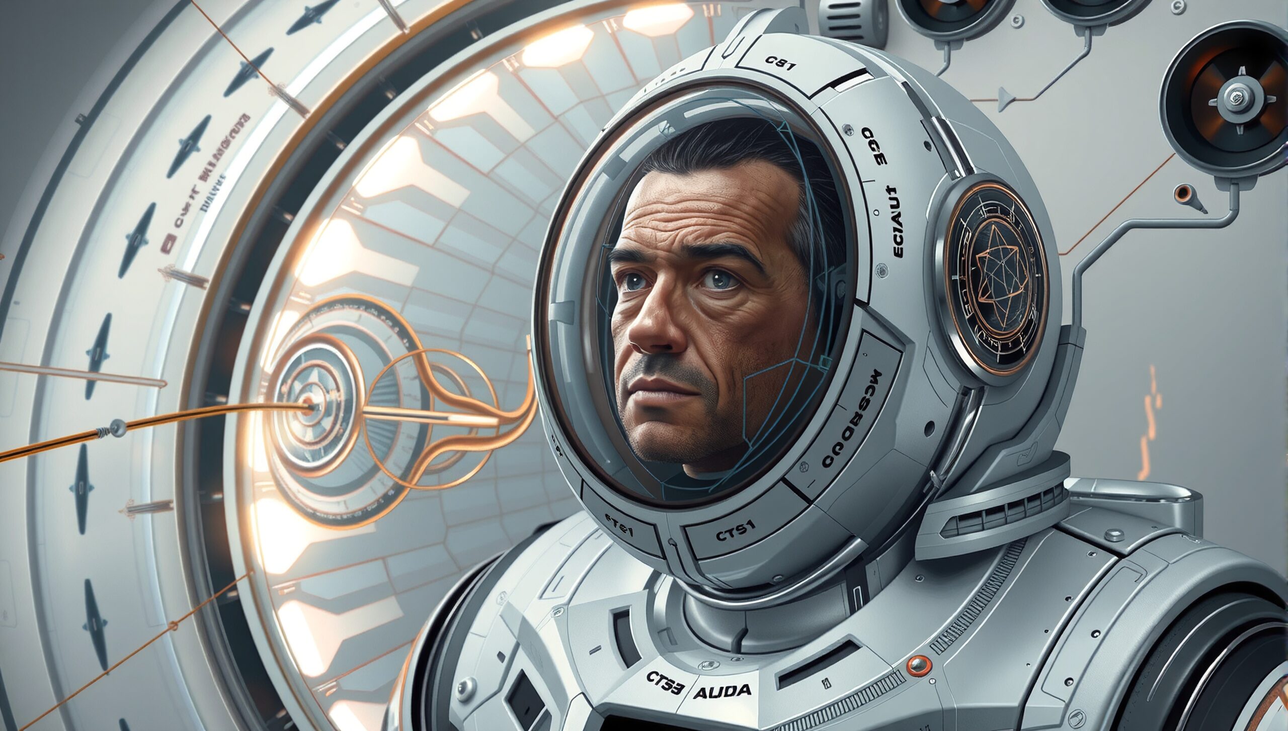 Futuristic Astronaut Gazing Forward