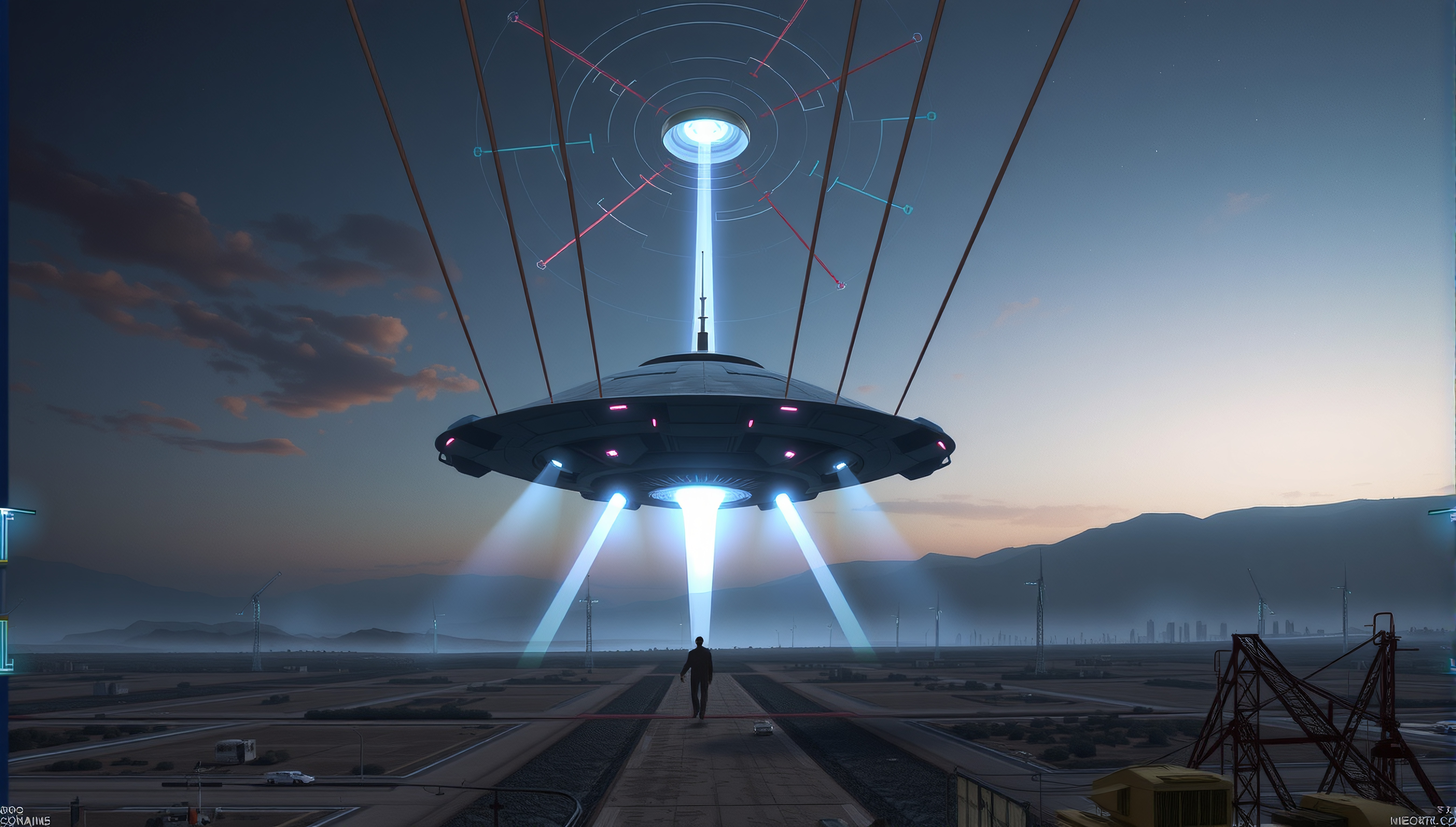 Human Figure Under UFO