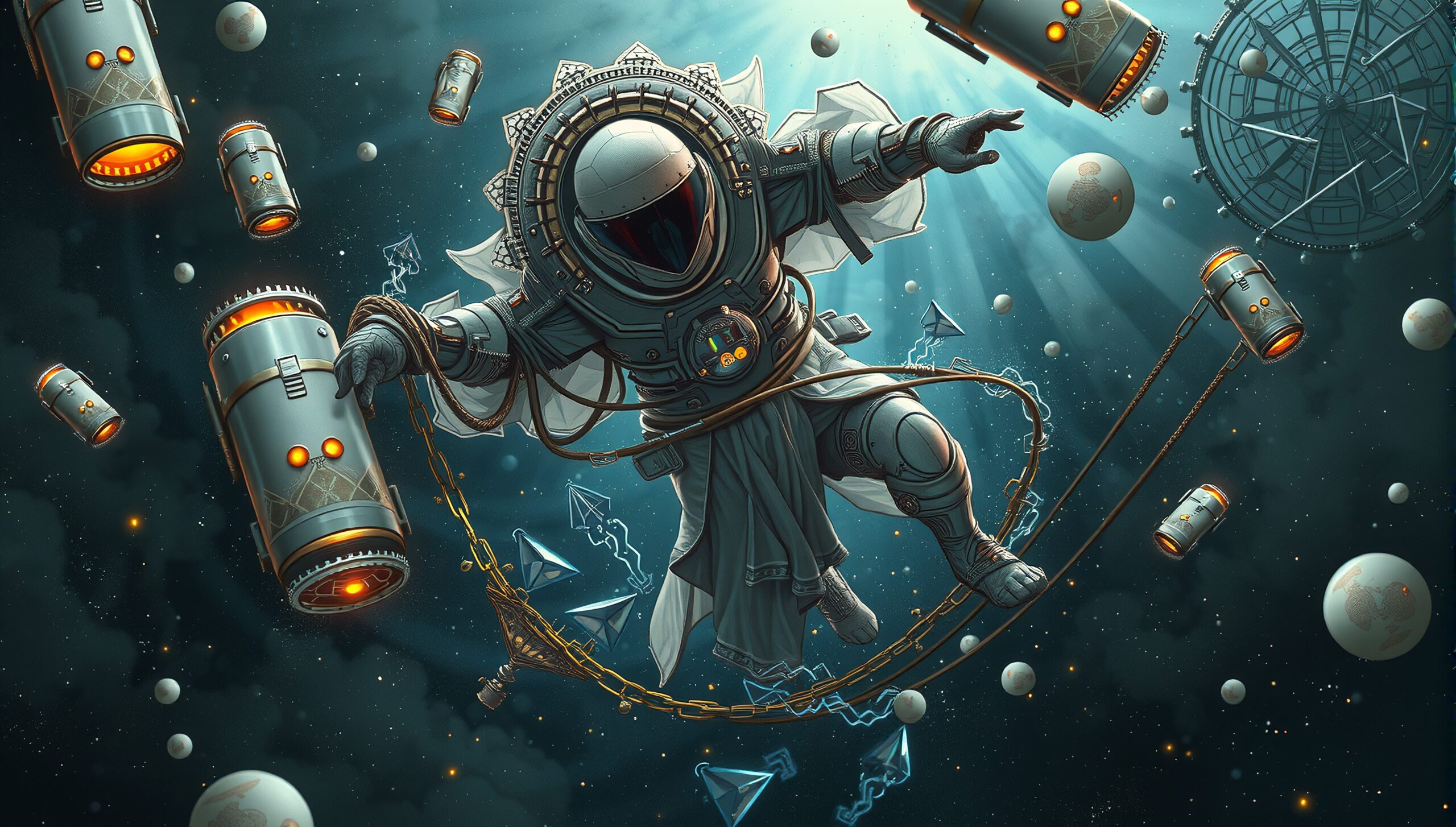 Futuristic Astronaut in Cosmic Dance