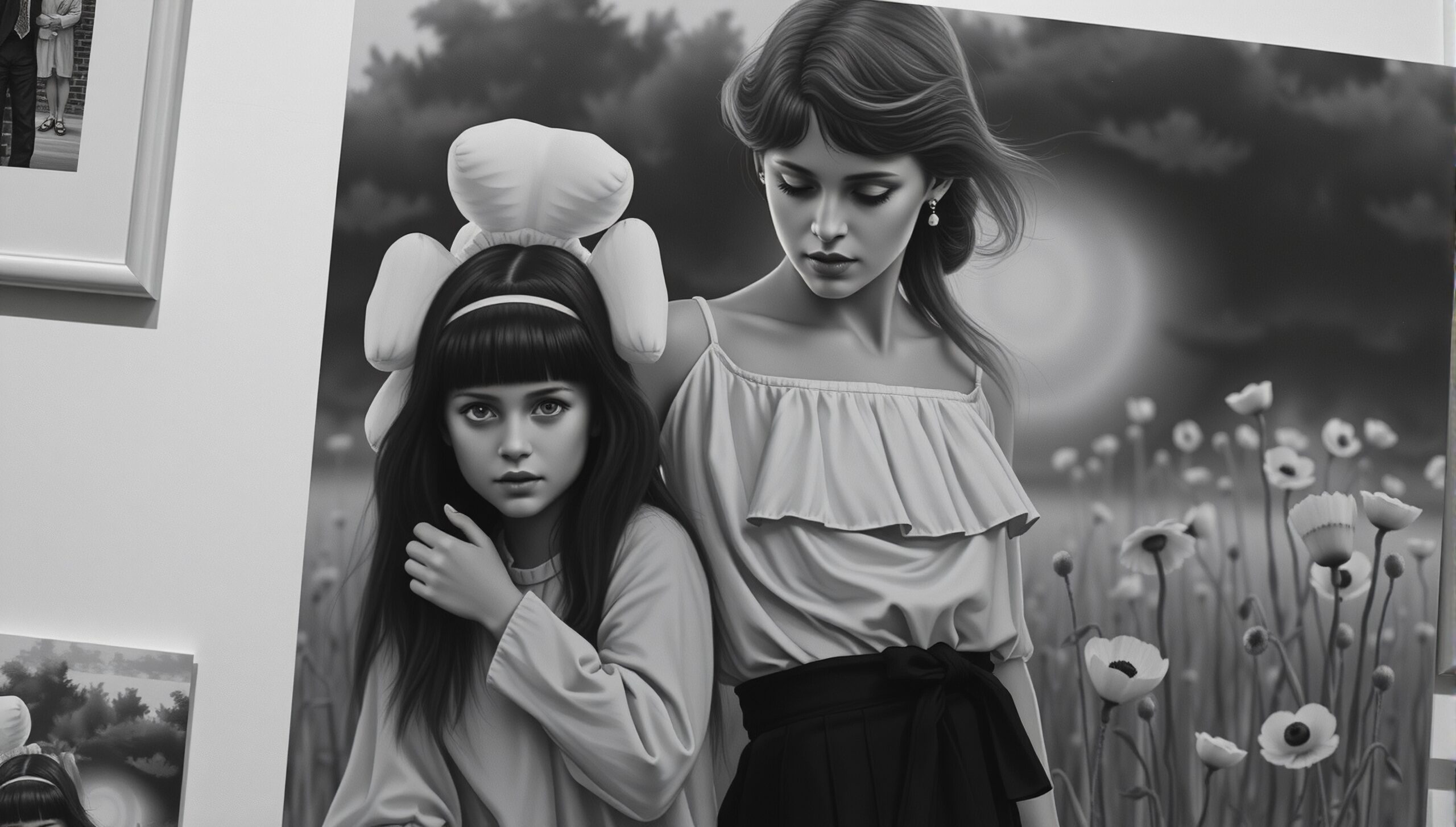 Enigmatic Women in Poppy Field