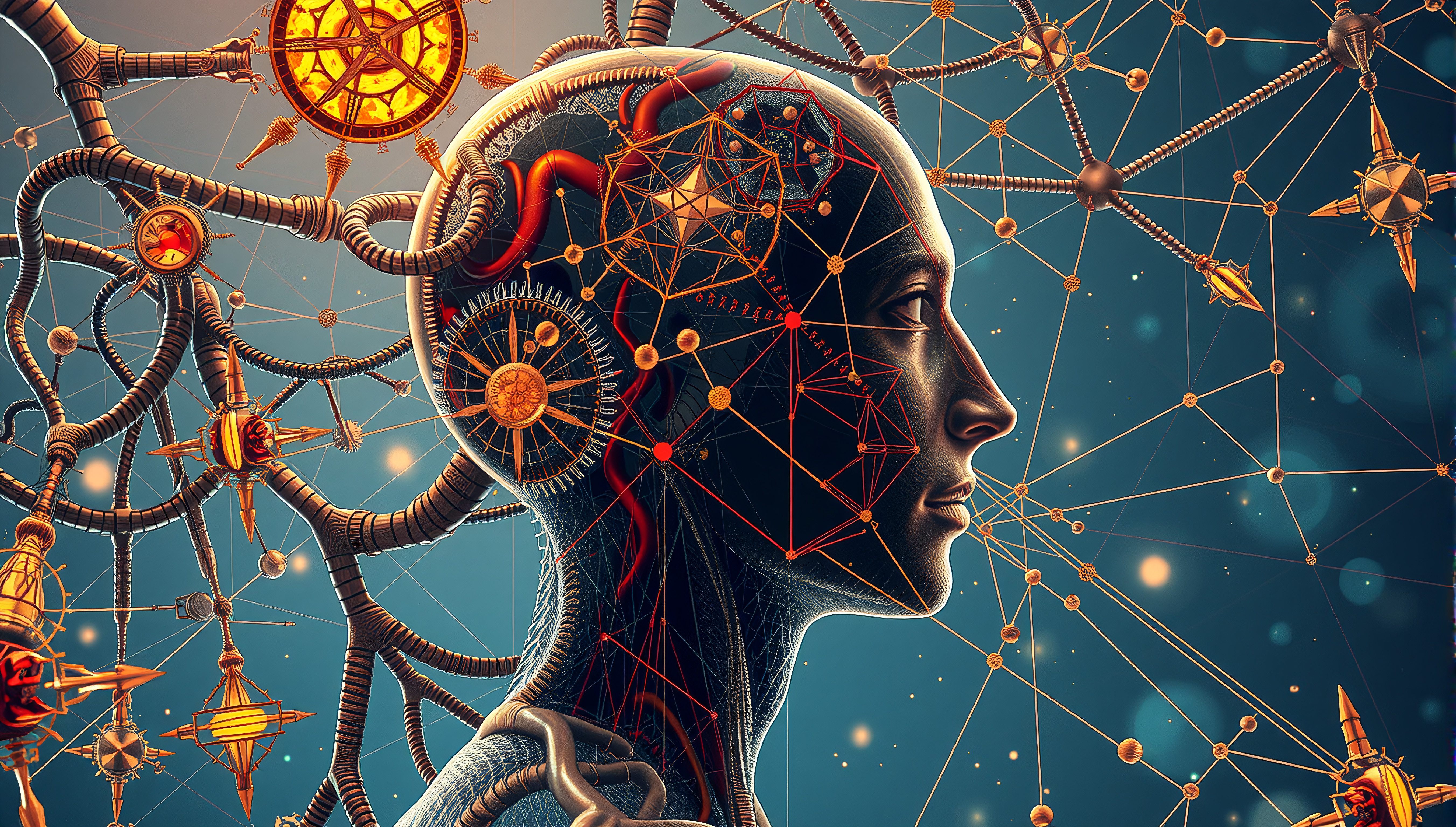 Futuristic Mechanical Brain with Celestial Gears