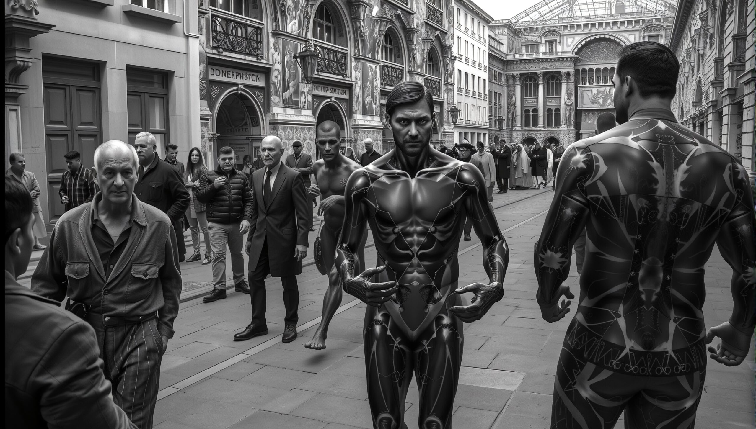 Surreal Encounter of Futuristic Figures