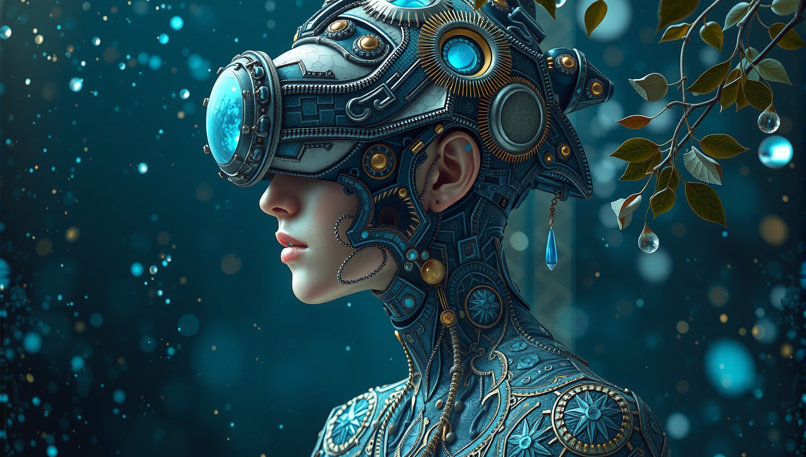 Futuristic Cybernetic Human Portrait
