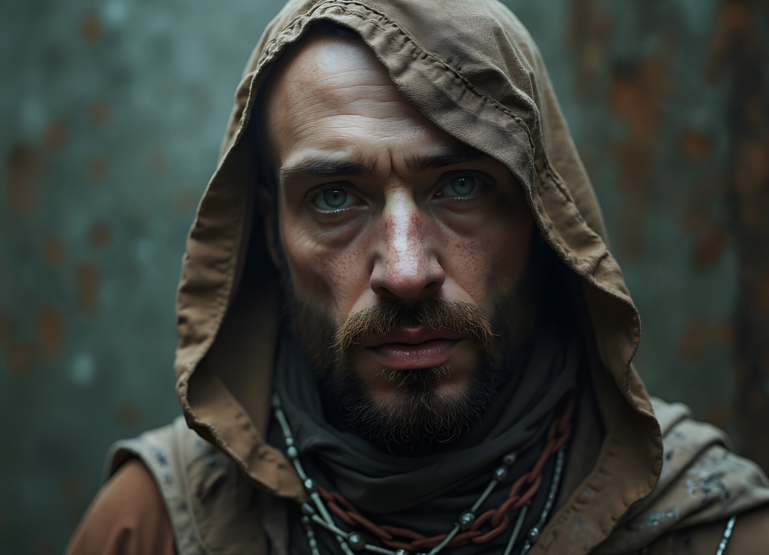 Mysterious Hooded Man Portrait