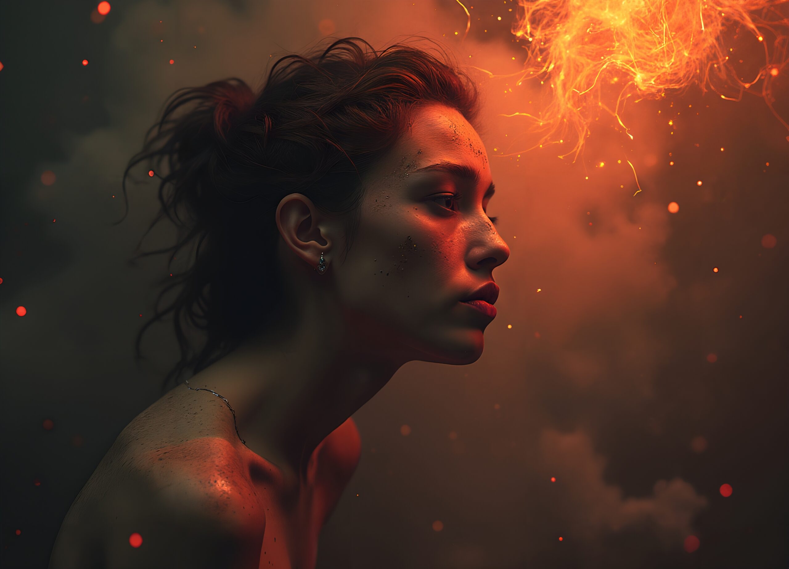 Fiery Essence in Mystical Portrait