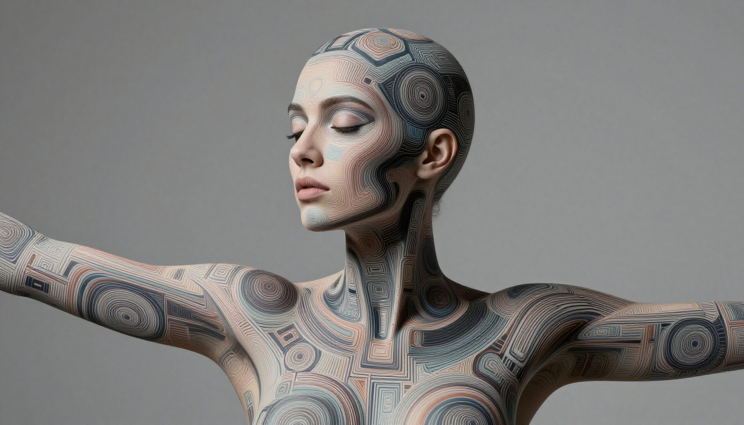 Futuristic Geometric Body Art Design