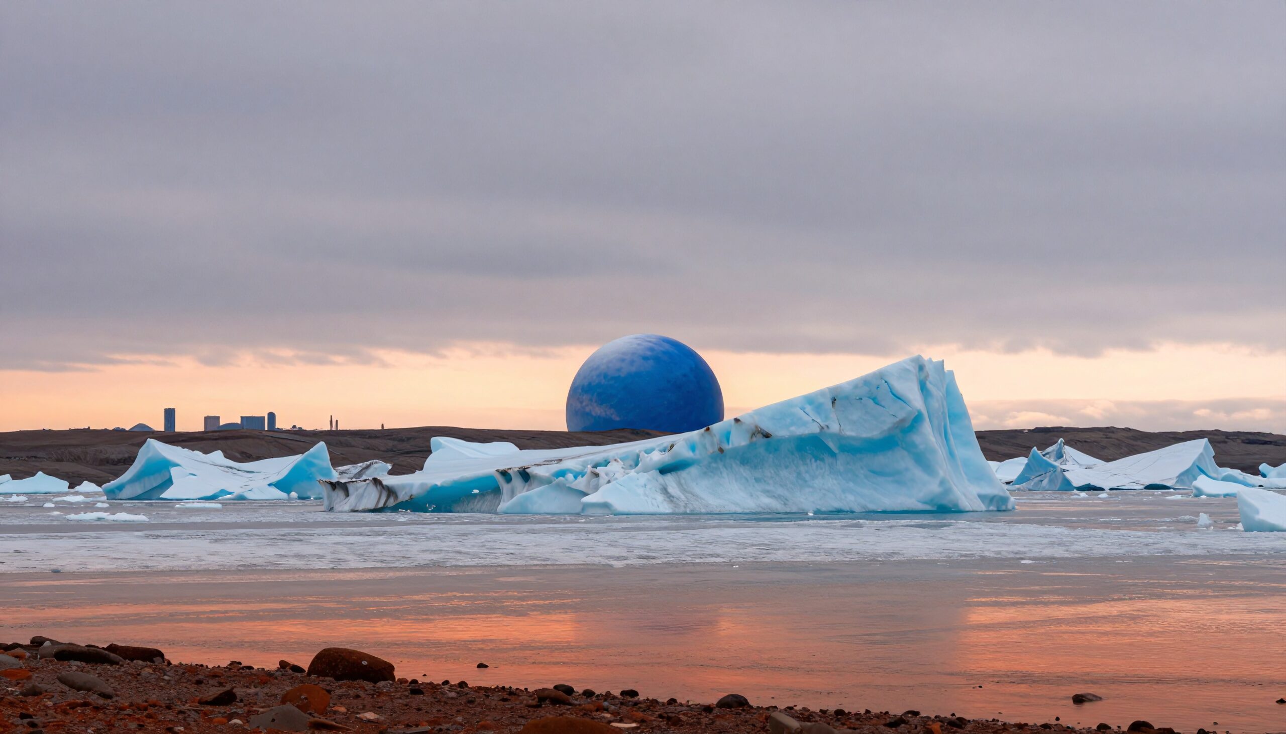 Enigmatic Icebergs in Alien Landscape