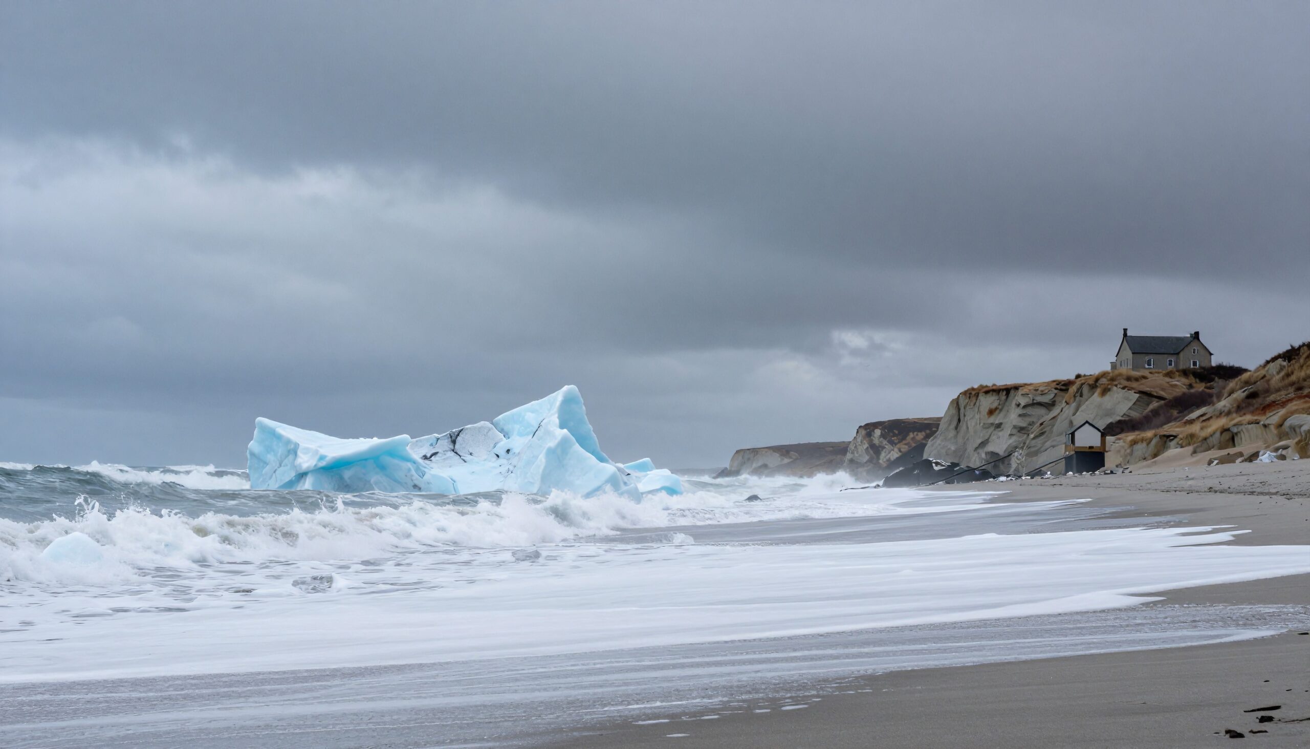 Dramatic Coastal Iceberg Scene