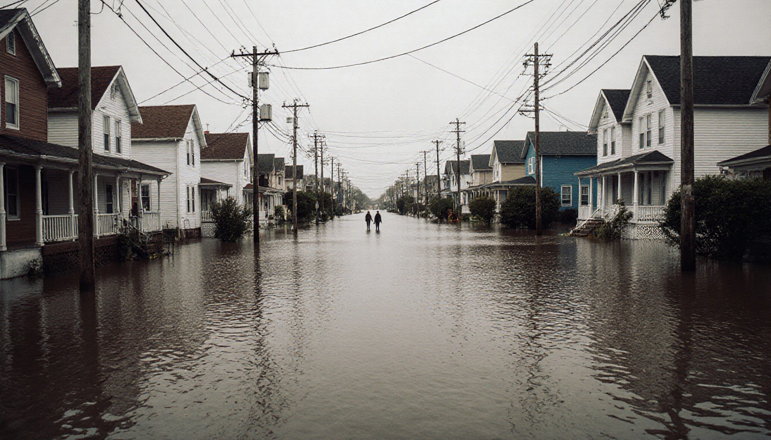 Flooded Street in Neighborhood Scene