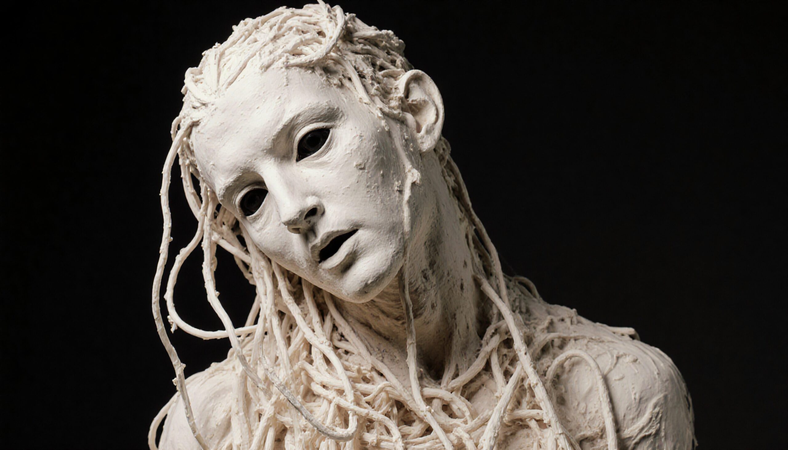 Surreal Human Sculpture in White