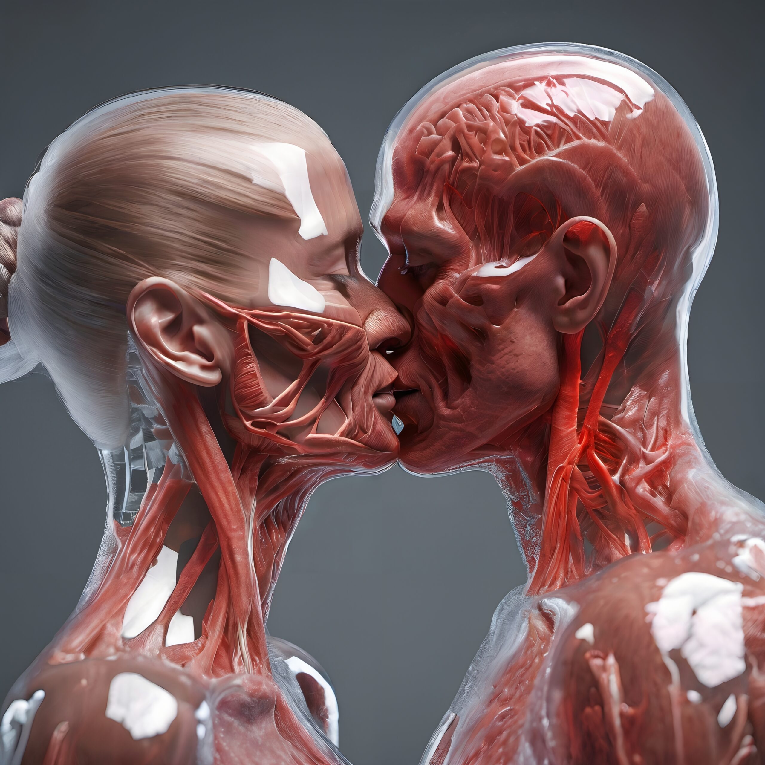 Intimate Kiss with Anatomical Insight