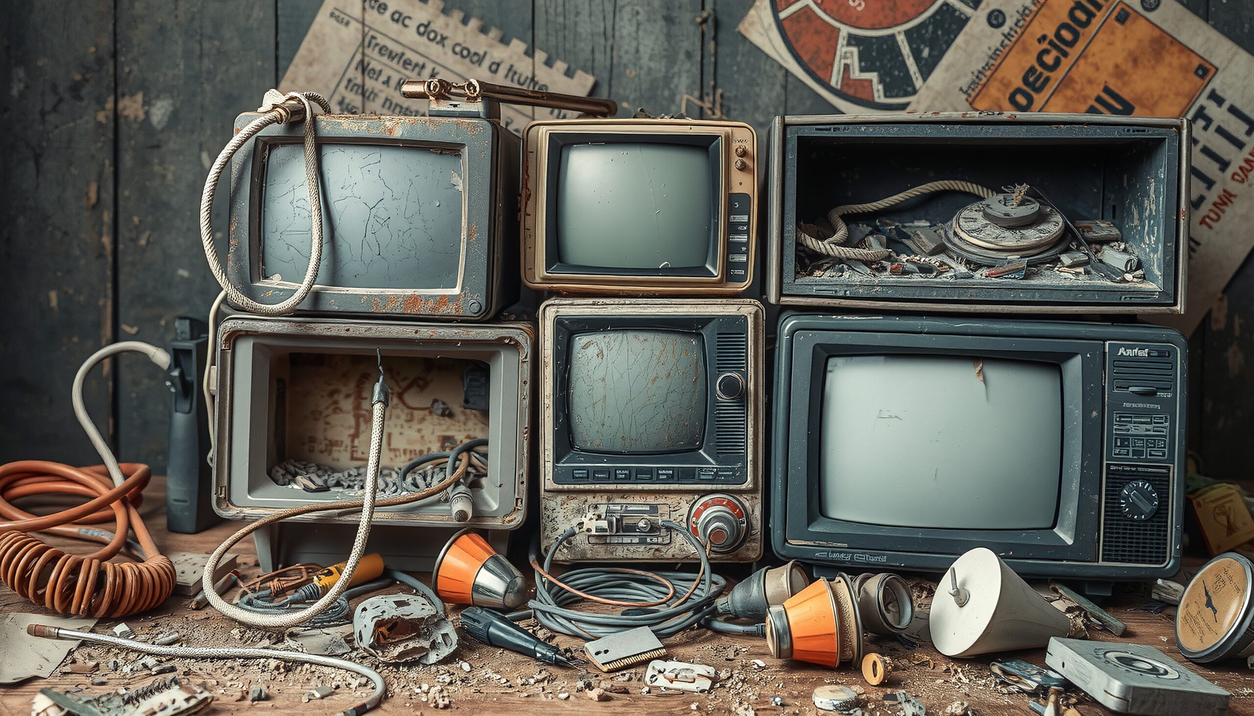 Vintage TVs and Electrical Clutter