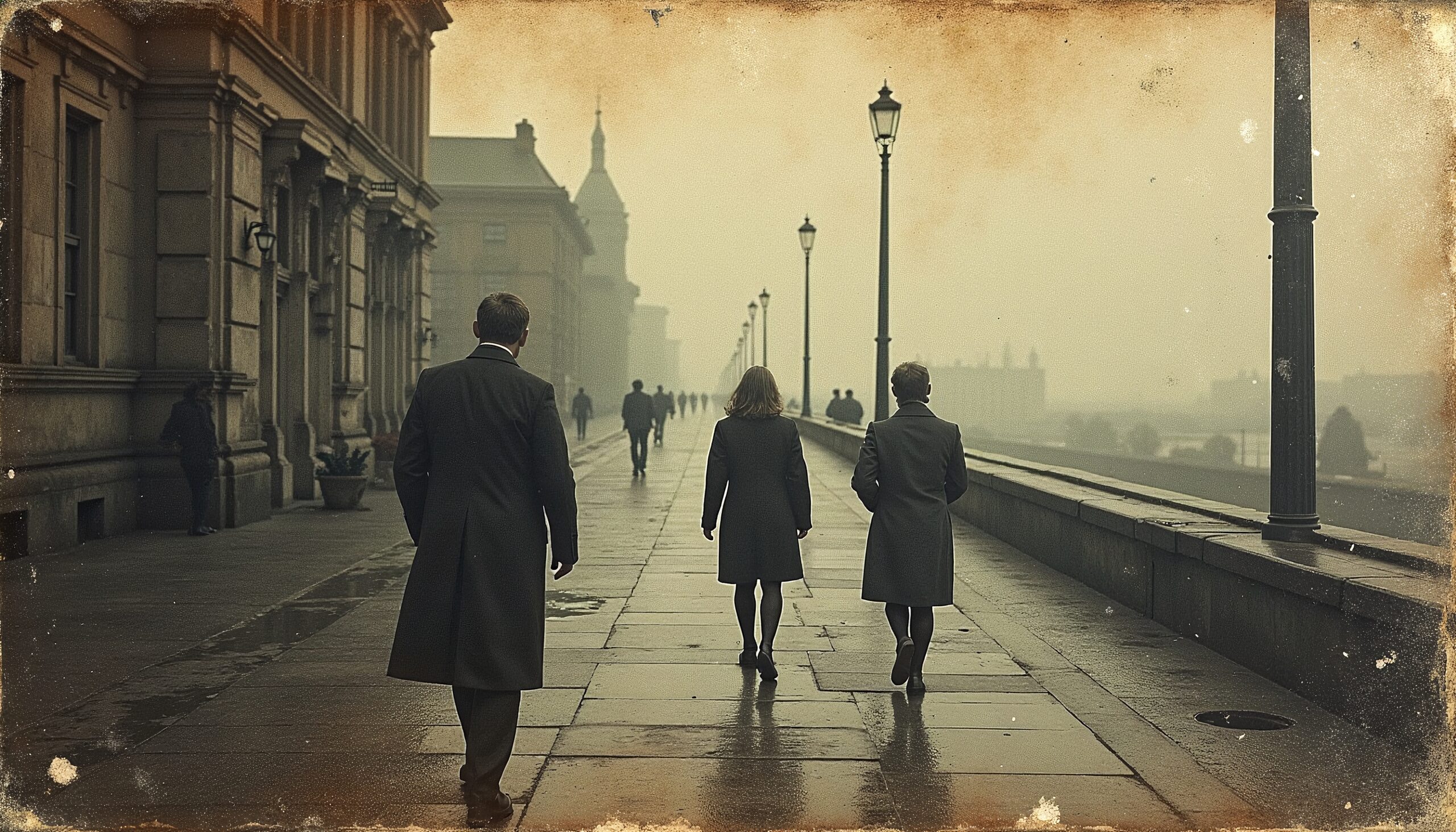 Misty Morning Vintage Street Scene