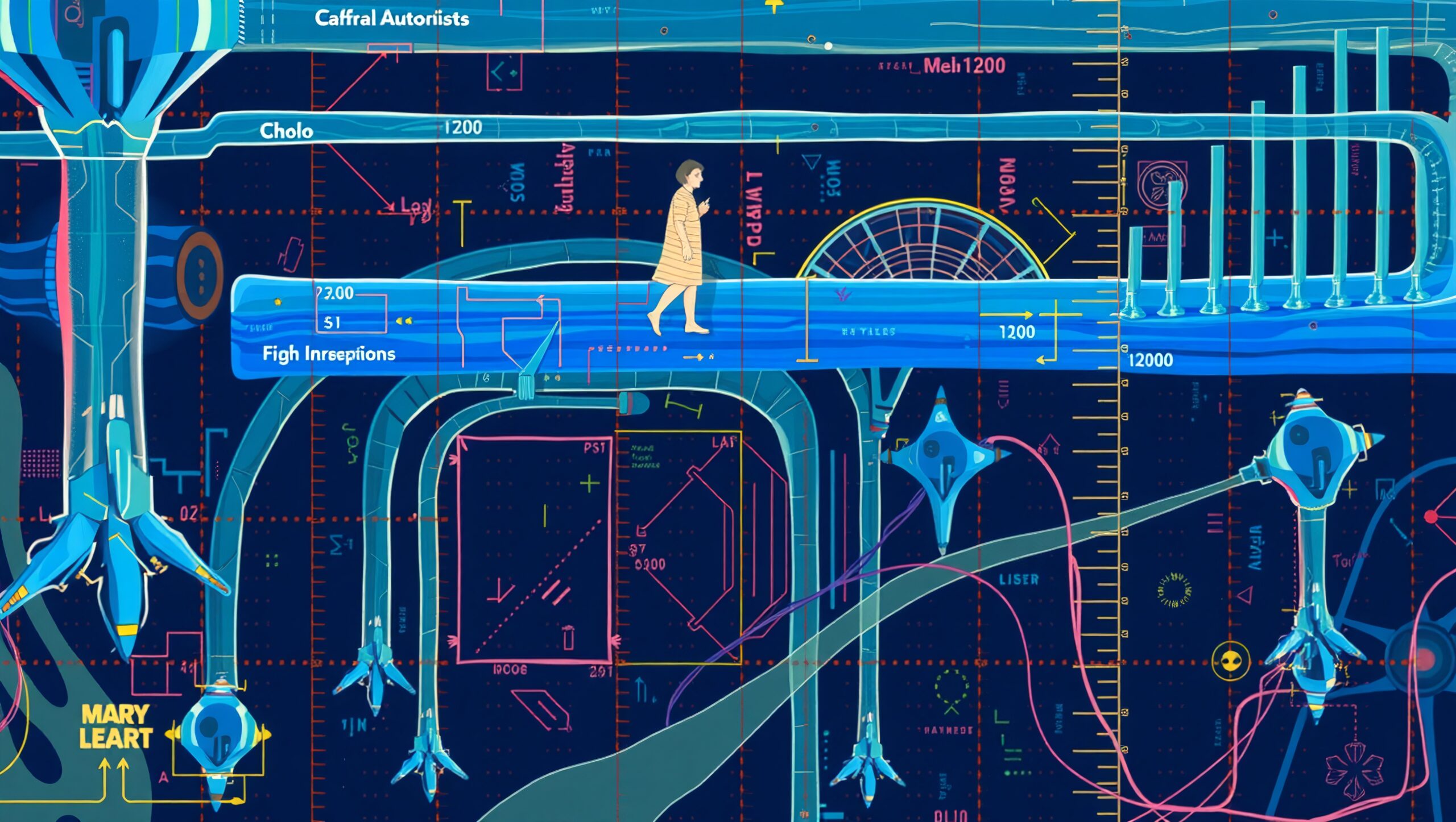 Surreal Pathway in Futuristic Blueprint