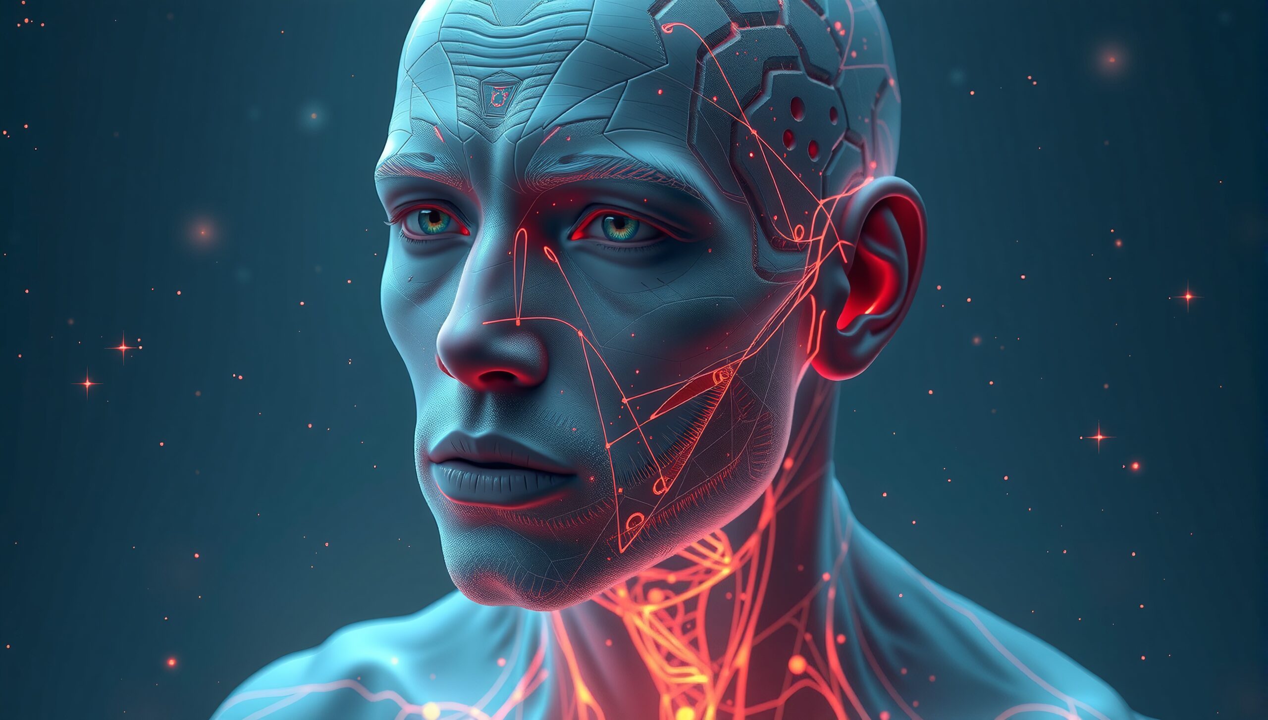 Futuristic Cybernetic Humanoid Portrait