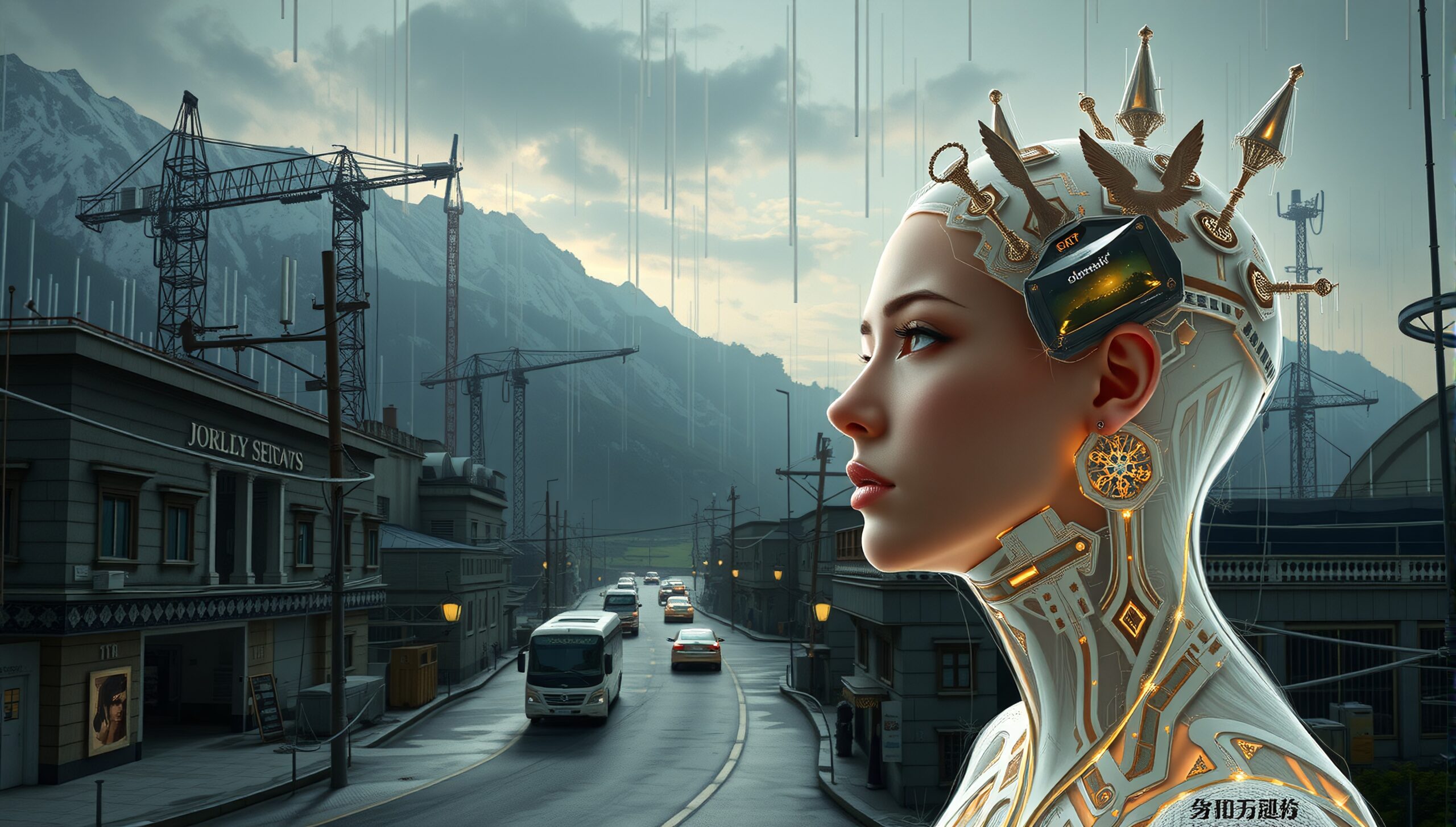 Futuristic urban merge with technology