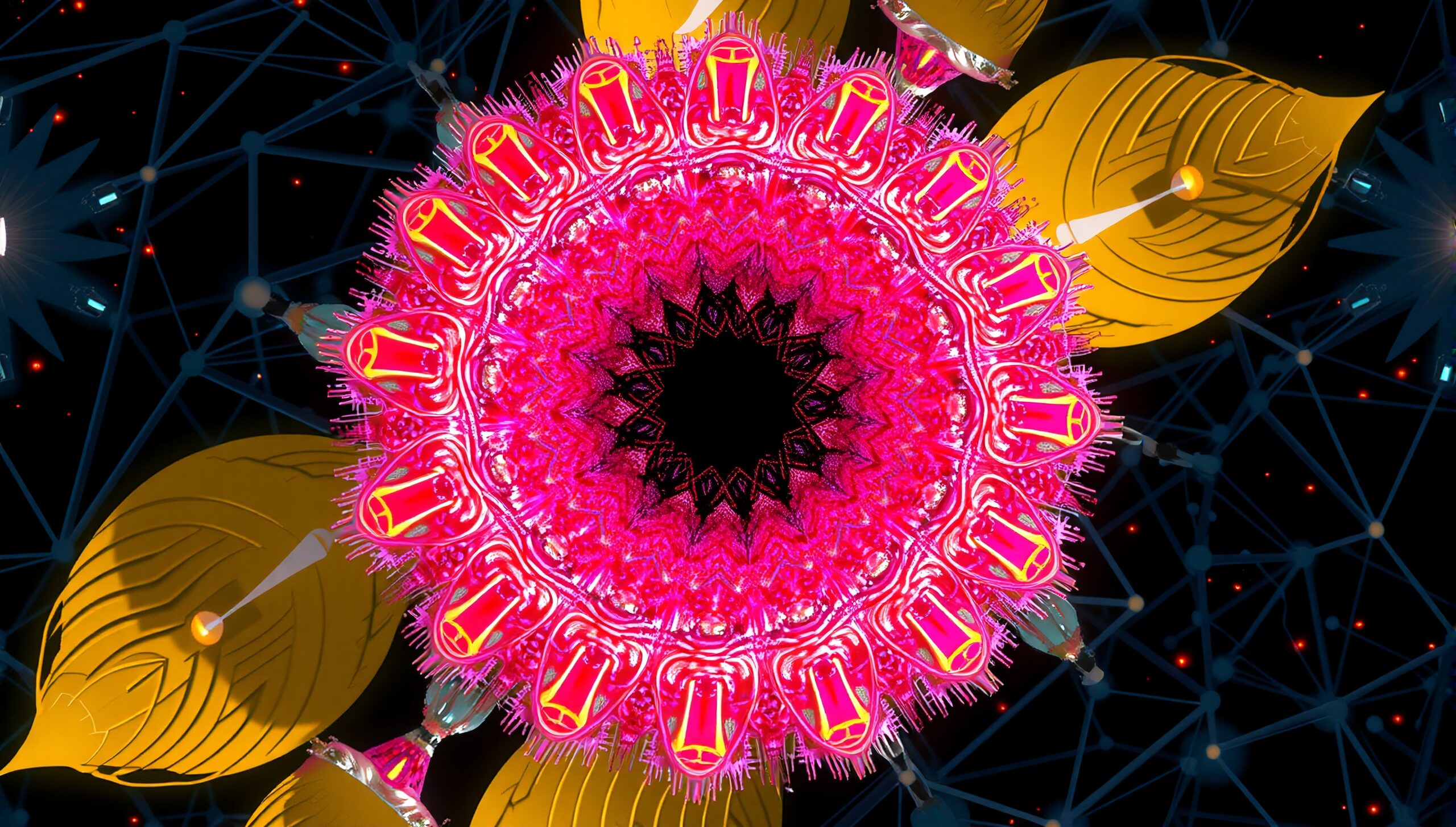 Kaleidoscopic Digital Leaf Mandala