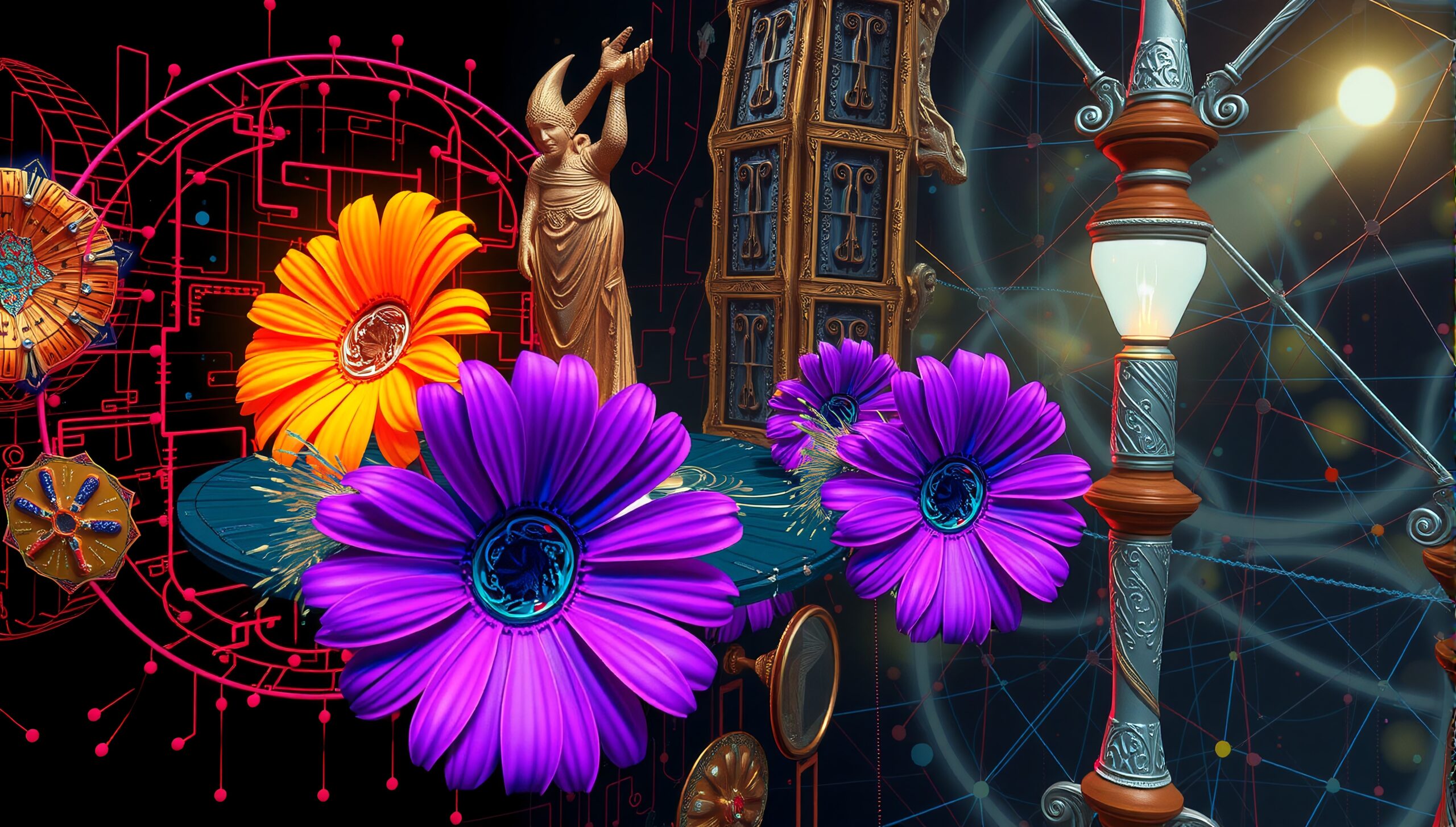 Surreal Fantasy of Flowers and Machines