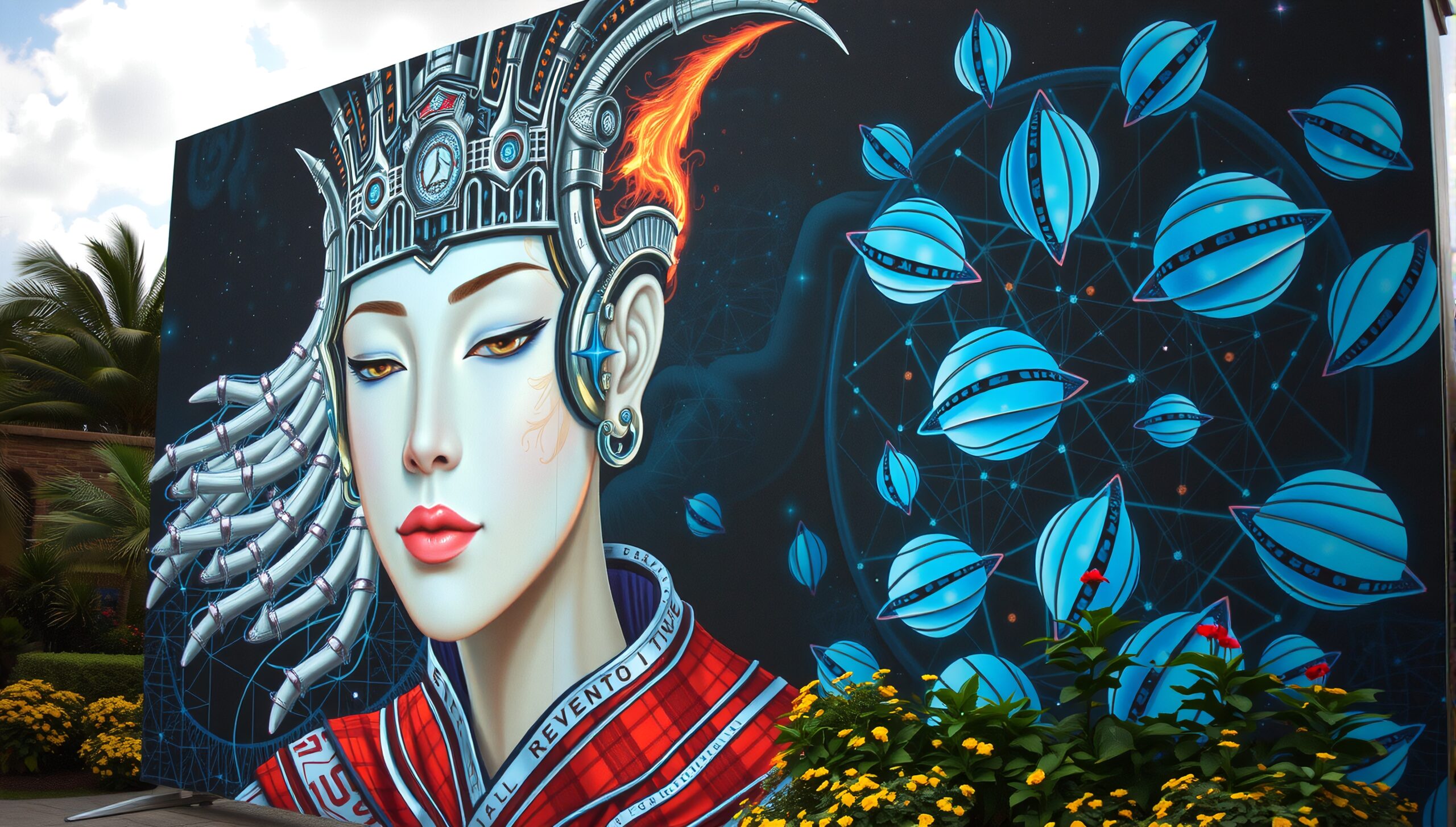 Futuristic Cosmic Street Art Mural