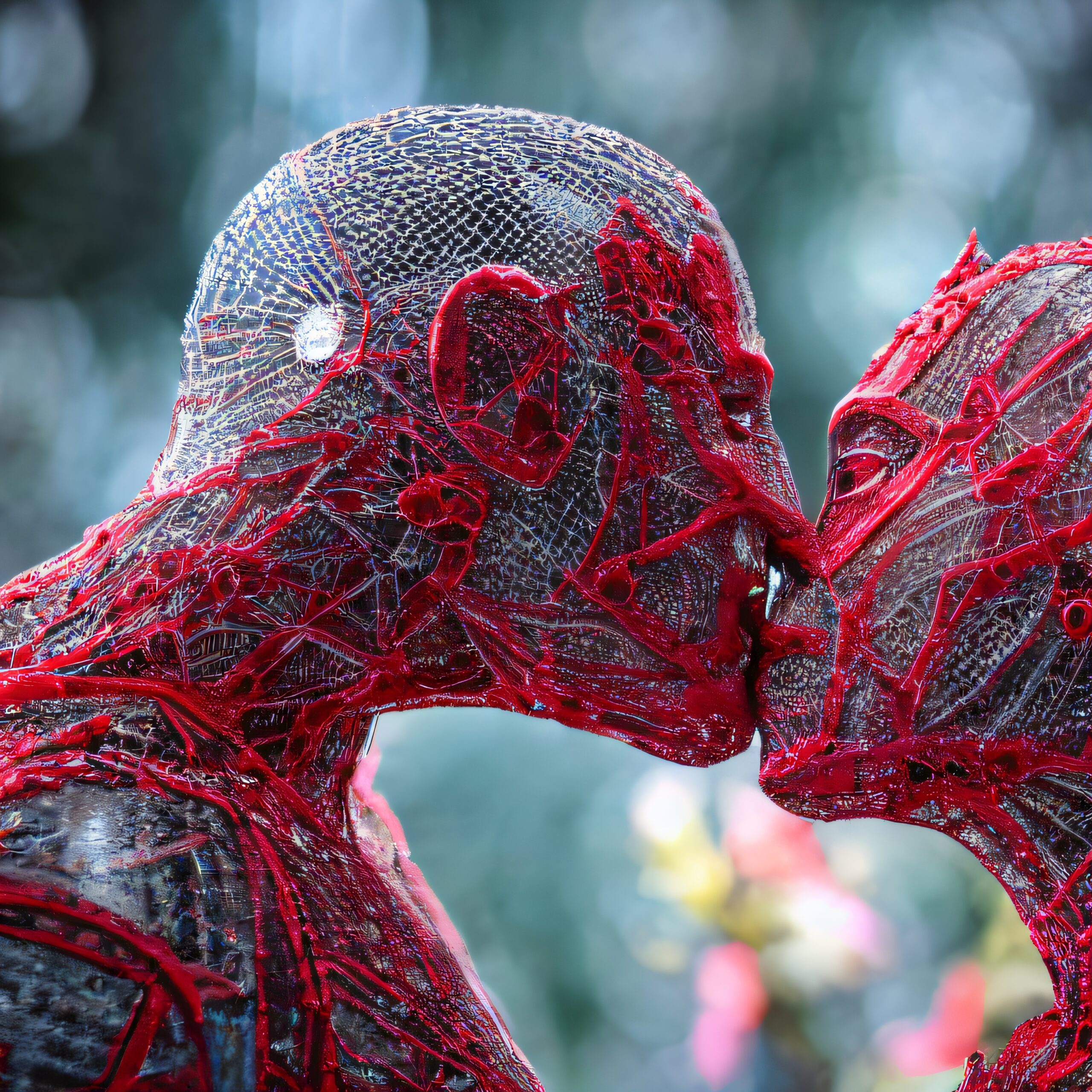 Intricate Red Threaded Embrace