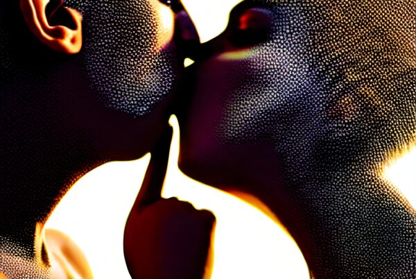 Artists create a textured intimate moment with powerful lighting.